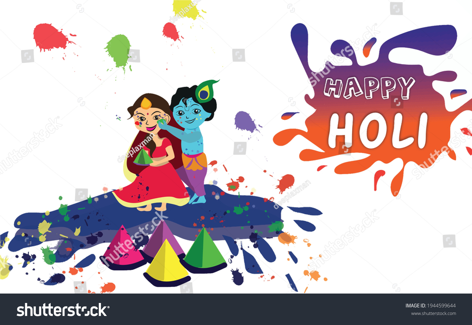 Illustration Lord Krishna Goddess Radha Playing Stock Vector (Royalty ...