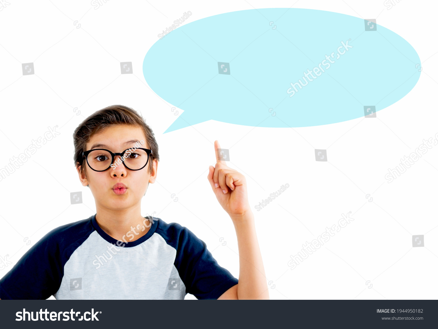 Young Smart Cute Boy Pointing Finger Stock Photo 1944950182 | Shutterstock