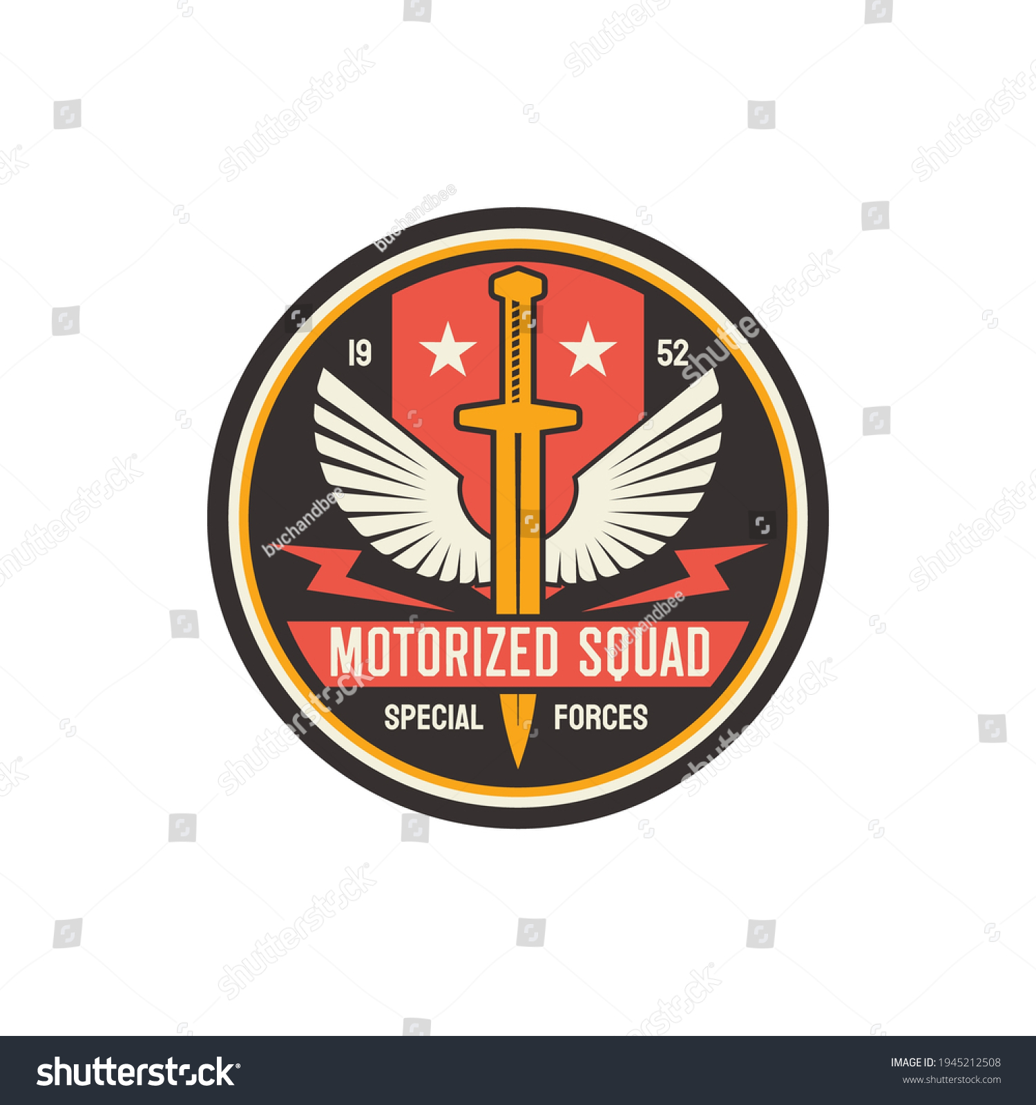 Motorized Infantry Squad Military Round Emblem Stock Vector (Royalty ...