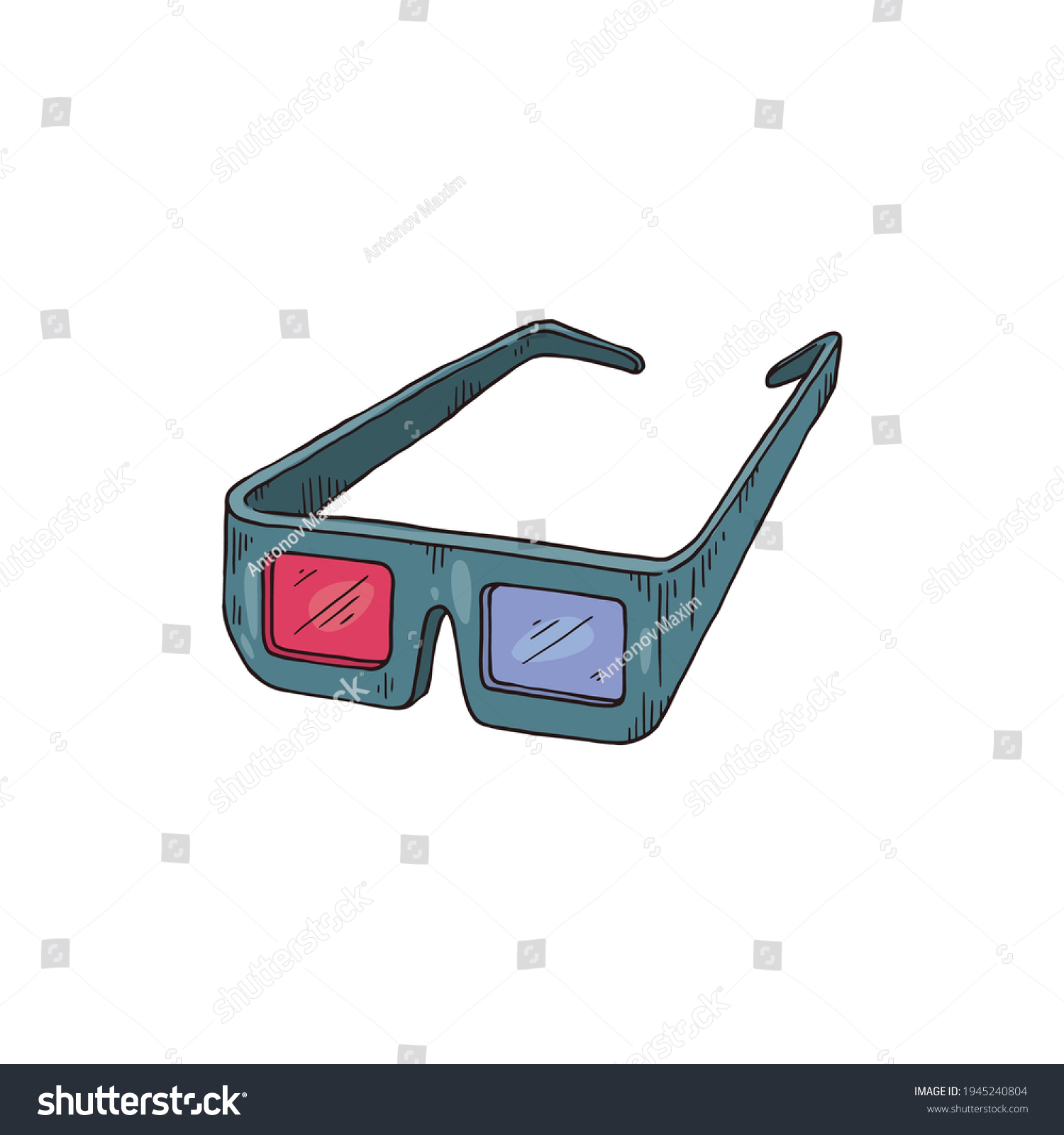 3d Cinema Glasses Hand Drawn Icon Stock Vector (royalty Free 