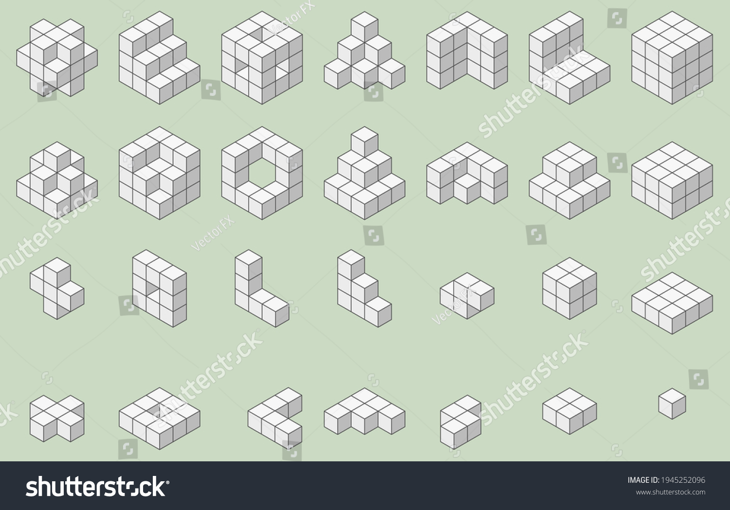 Cubes Set 3d Geometric Shapes Assembled Stock Vector (royalty Free 