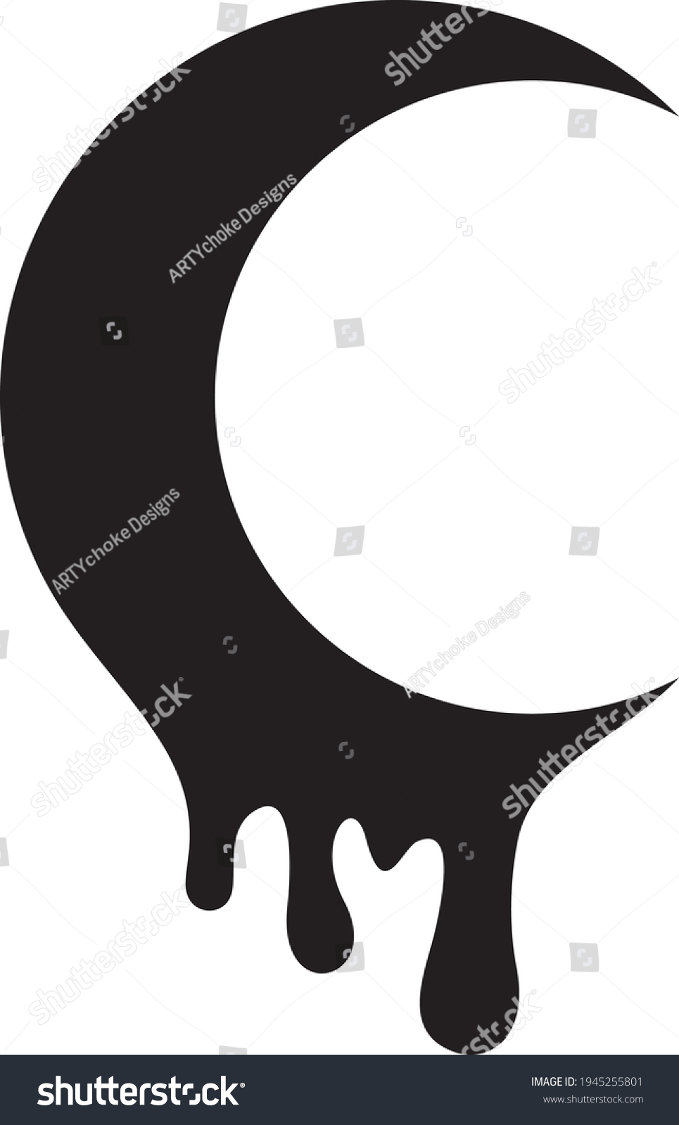 Vector Illustration Crescent Moon Dripping Stock Vector (Royalty Free ...