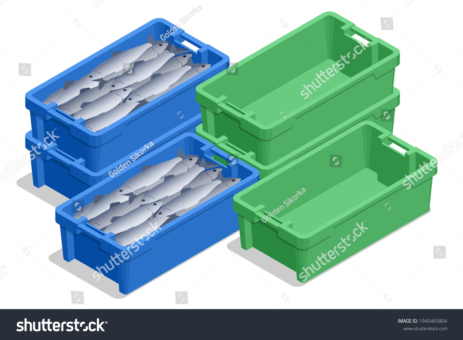 isometric-fresh-fish-plastic-crate-isolated-stock-vector-royalty-free