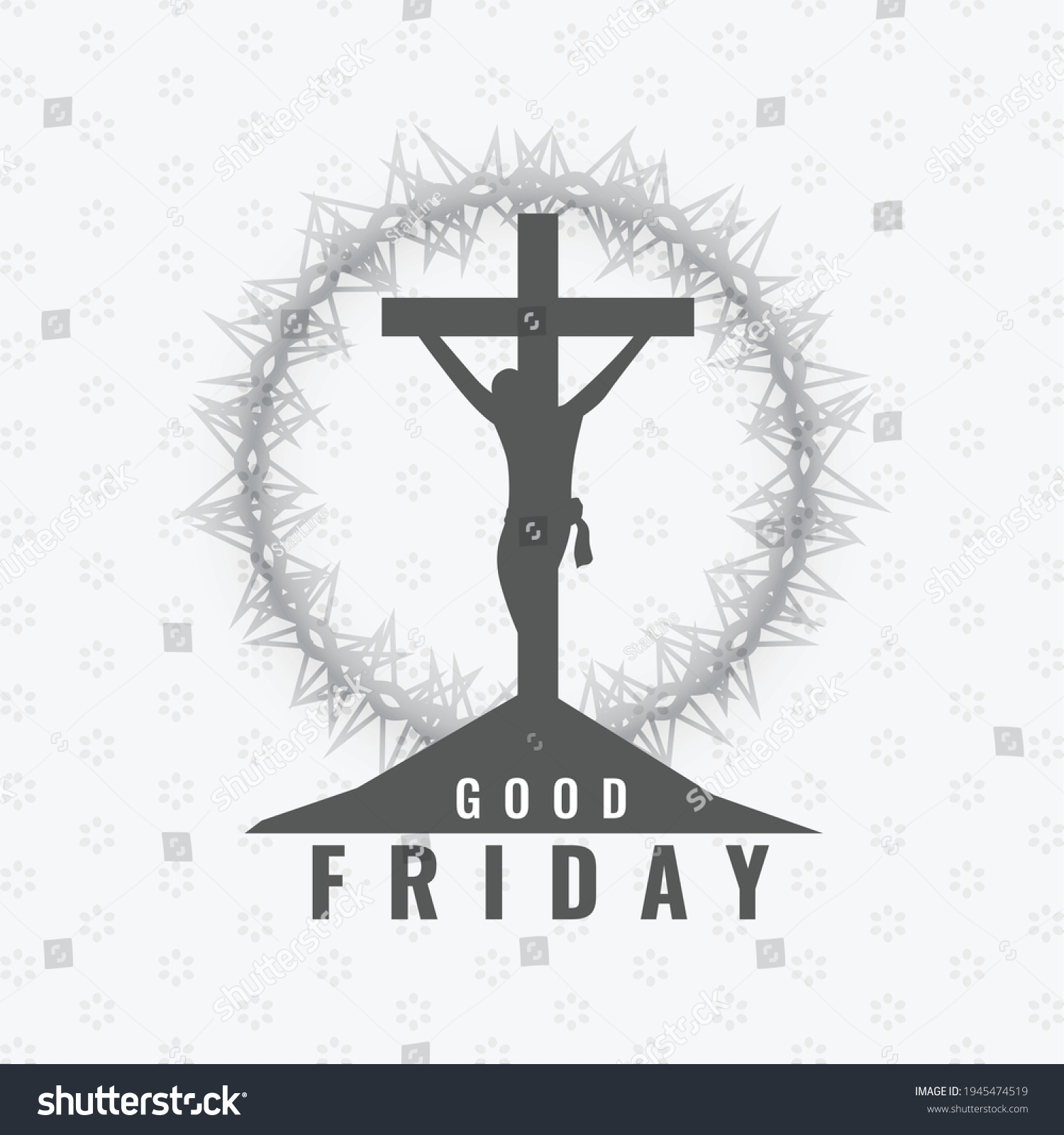 Good Friday Background Cross Crown Thorns Stock Vector (Royalty Free ...