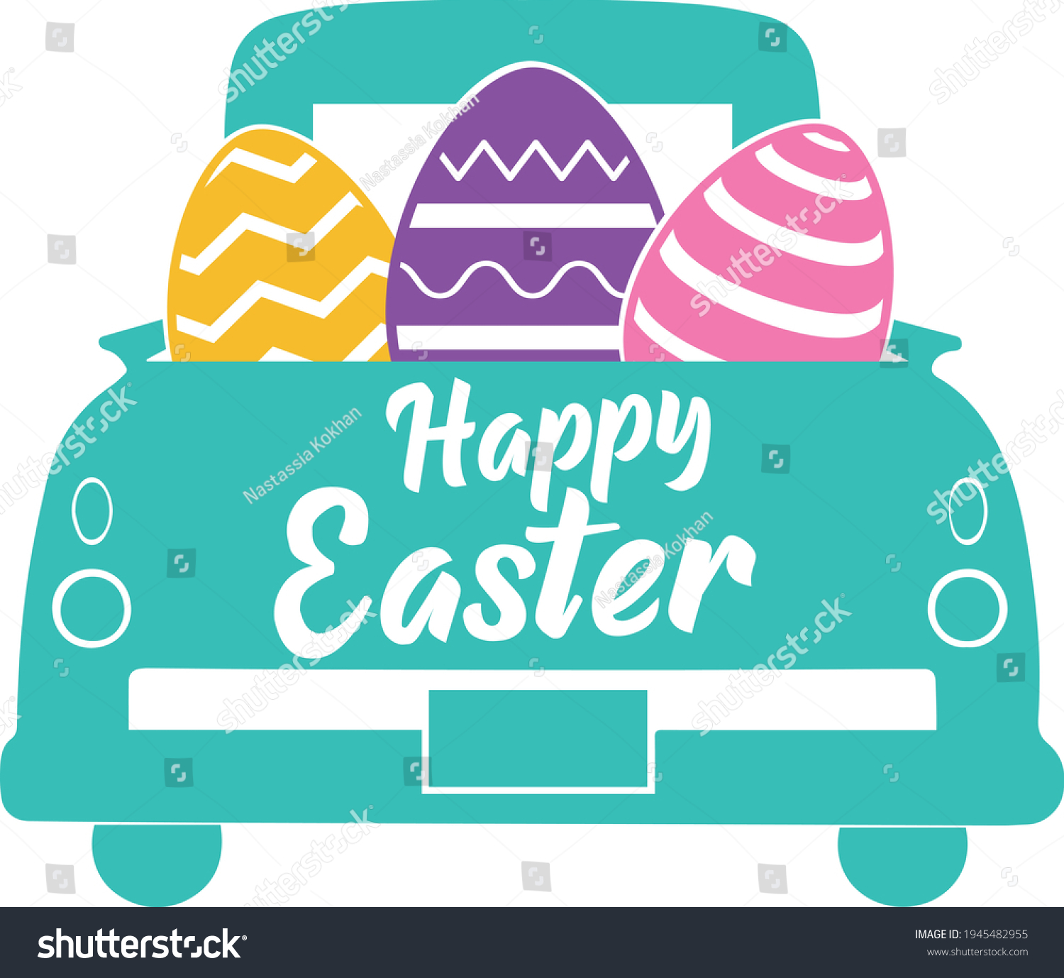 Easter Truck Svg Vector Illustration Isolated Stock Vector (Royalty ...