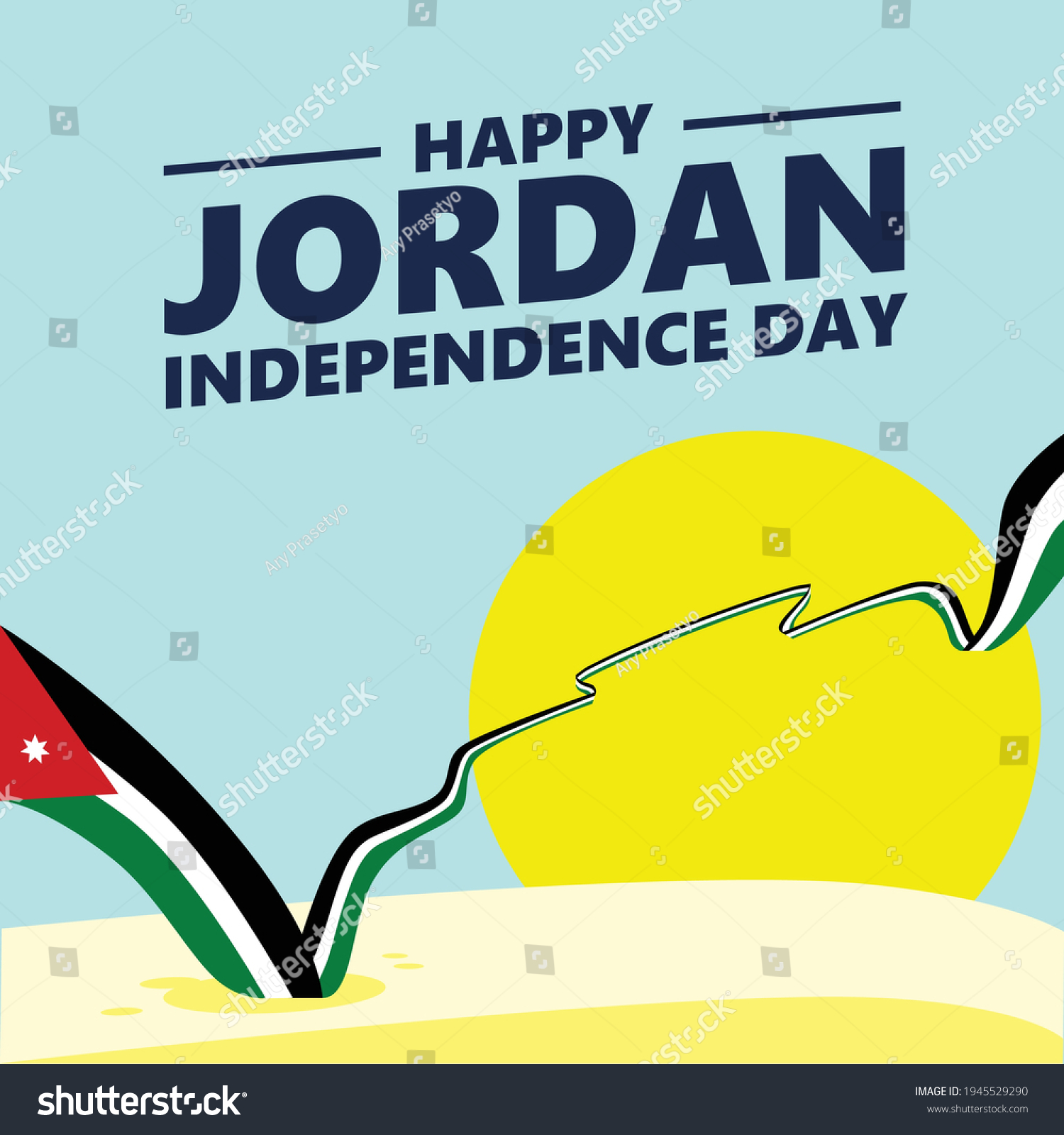 Jordan Independence Day Greeting Card Levant Stock Vector (Royalty Free