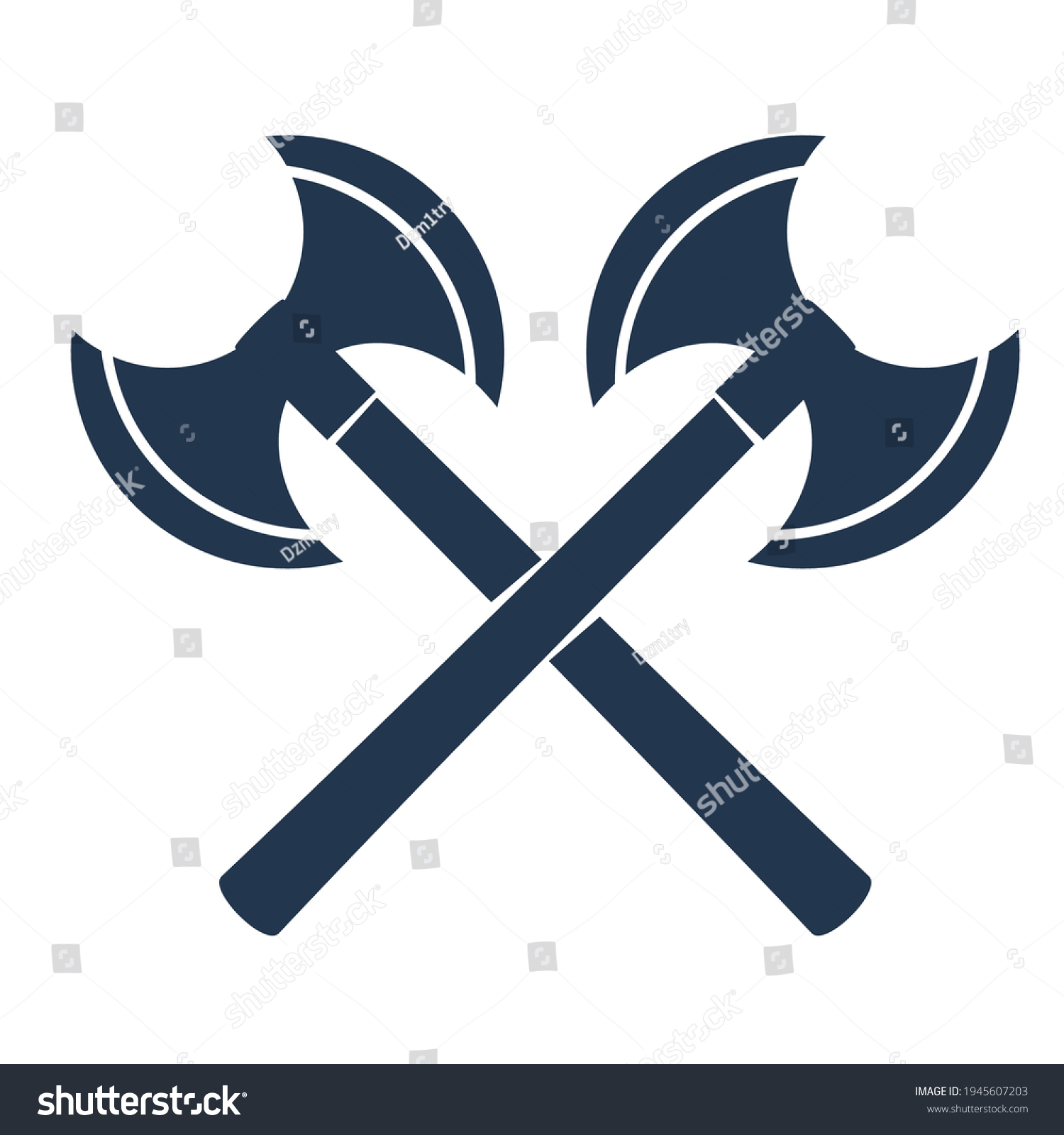 Crossed Double Axe Silhouette Icon Clipart Stock Vector (royalty Free 