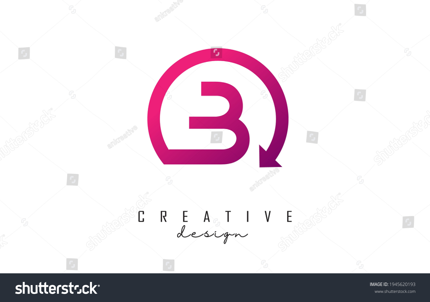 Pink B Letter Logo Design Circle Stock Vector (Royalty Free) 1945620193 ...