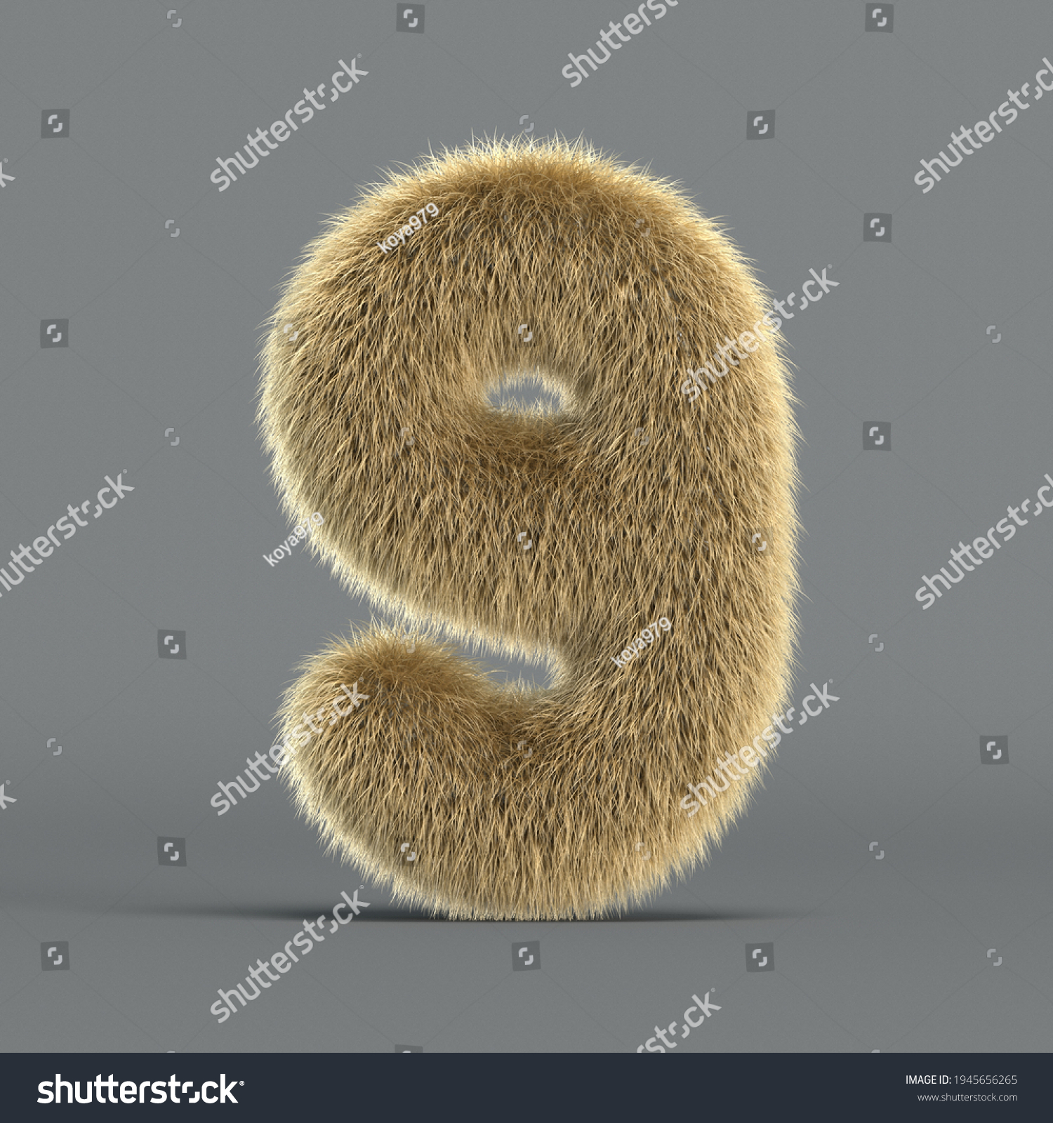 Hairy Font Furry Alphabet 3d Rendering Stock Illustration 1945656265