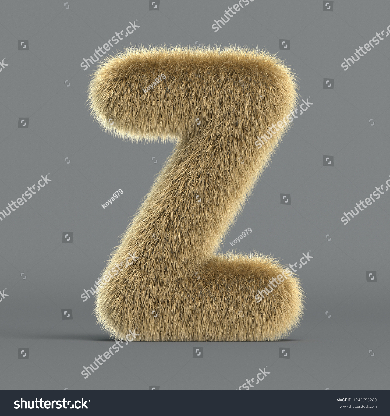 Hairy Font Furry Alphabet 3d Rendering Stock Illustration 1945656280