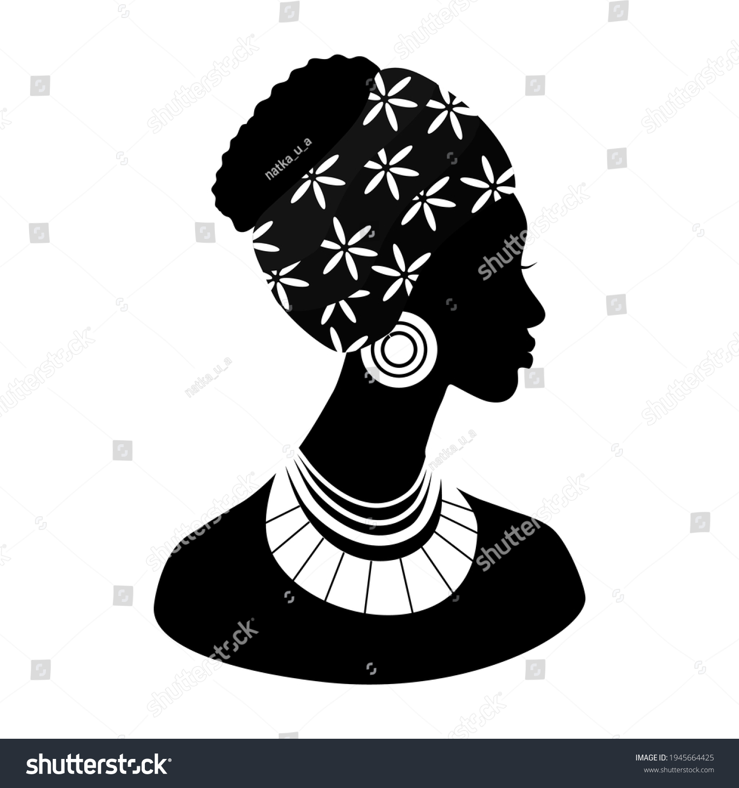 Portrait Beautiful African American Woman Profile Stock Vector (Royalty ...