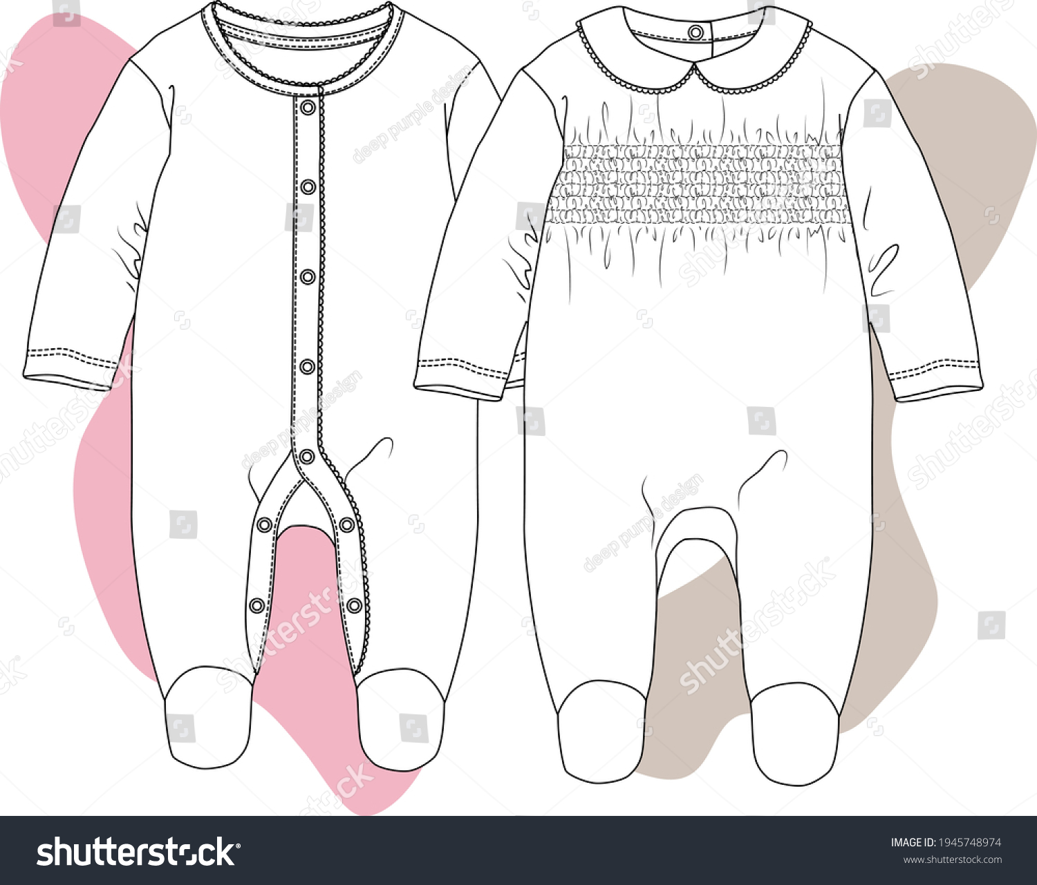 Baby Onepiece Clothing Baby Overalls Design Stock Vector (Royalty Free ...