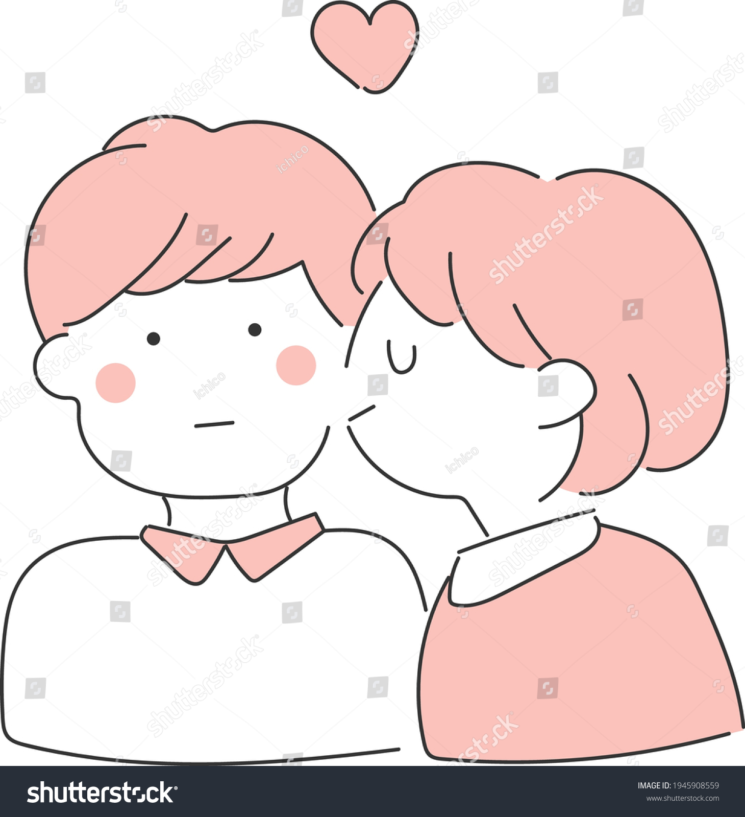 Illustration Girl Kissing Boys Cheek Stock Vector Royalty Free 1945908559 Shutterstock 5049