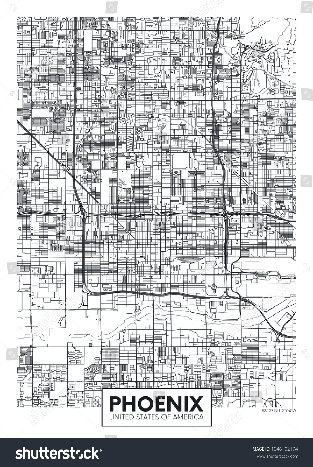 City Map Phoenix Travel Vector Poster Stock Vector Royalty Free   Stock Vector City Map Phoenix Travel Vector Poster Design 1946102194 