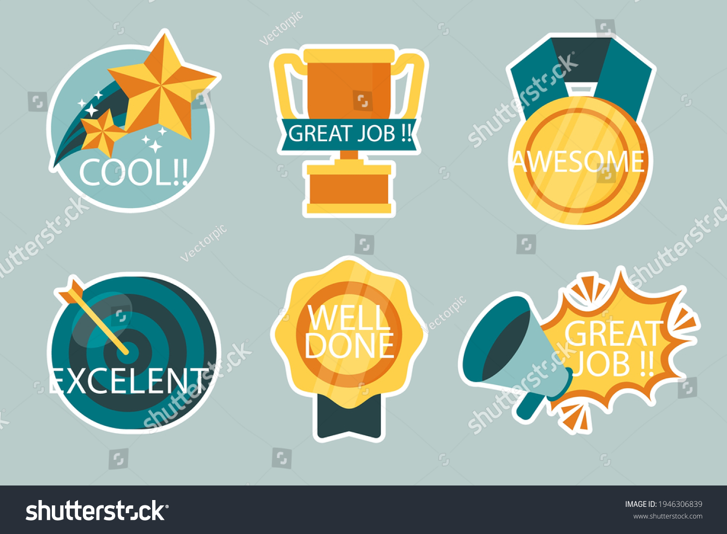 Great Job Stickers Pack Vector Illustration Stock Vector (Royalty Free ...