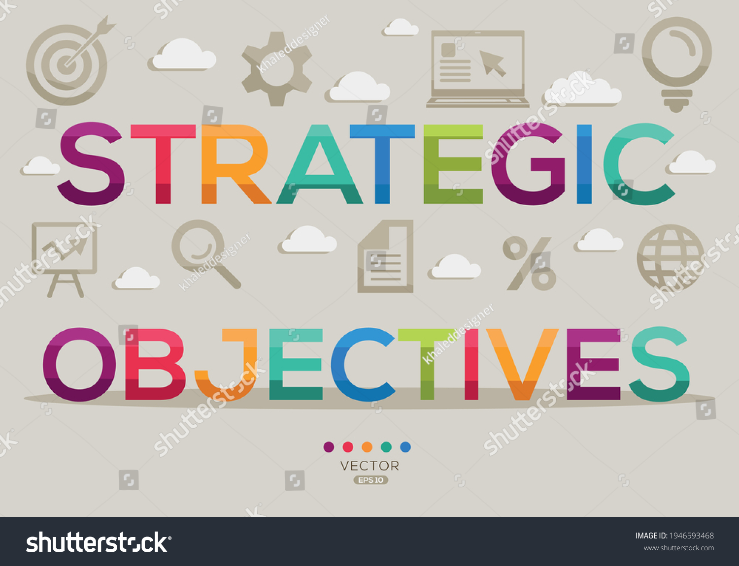 Creative Strategic Objectives Banner Word Icon Stock Vector (Royalty ...