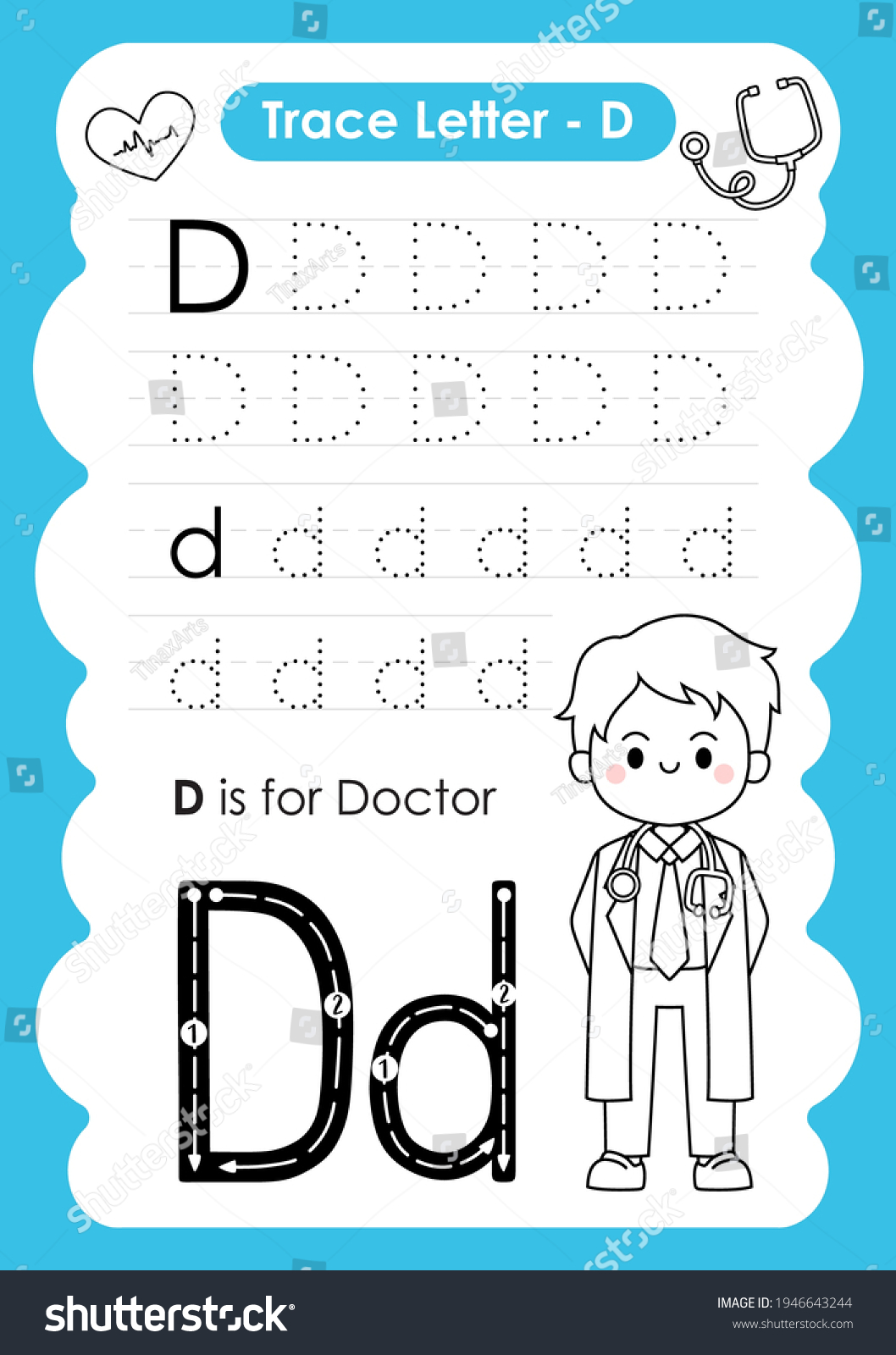 Alphabet Tracing Worksheet Occupation Vocabulary By Stock Vector ...