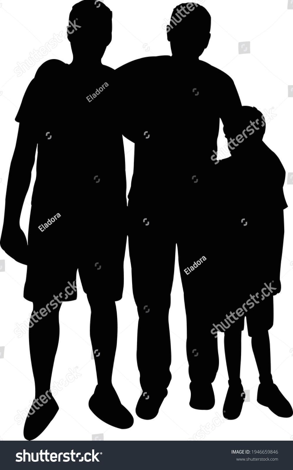 Fathers Sons Body Silhouette Vector Stock Vector Royalty Free