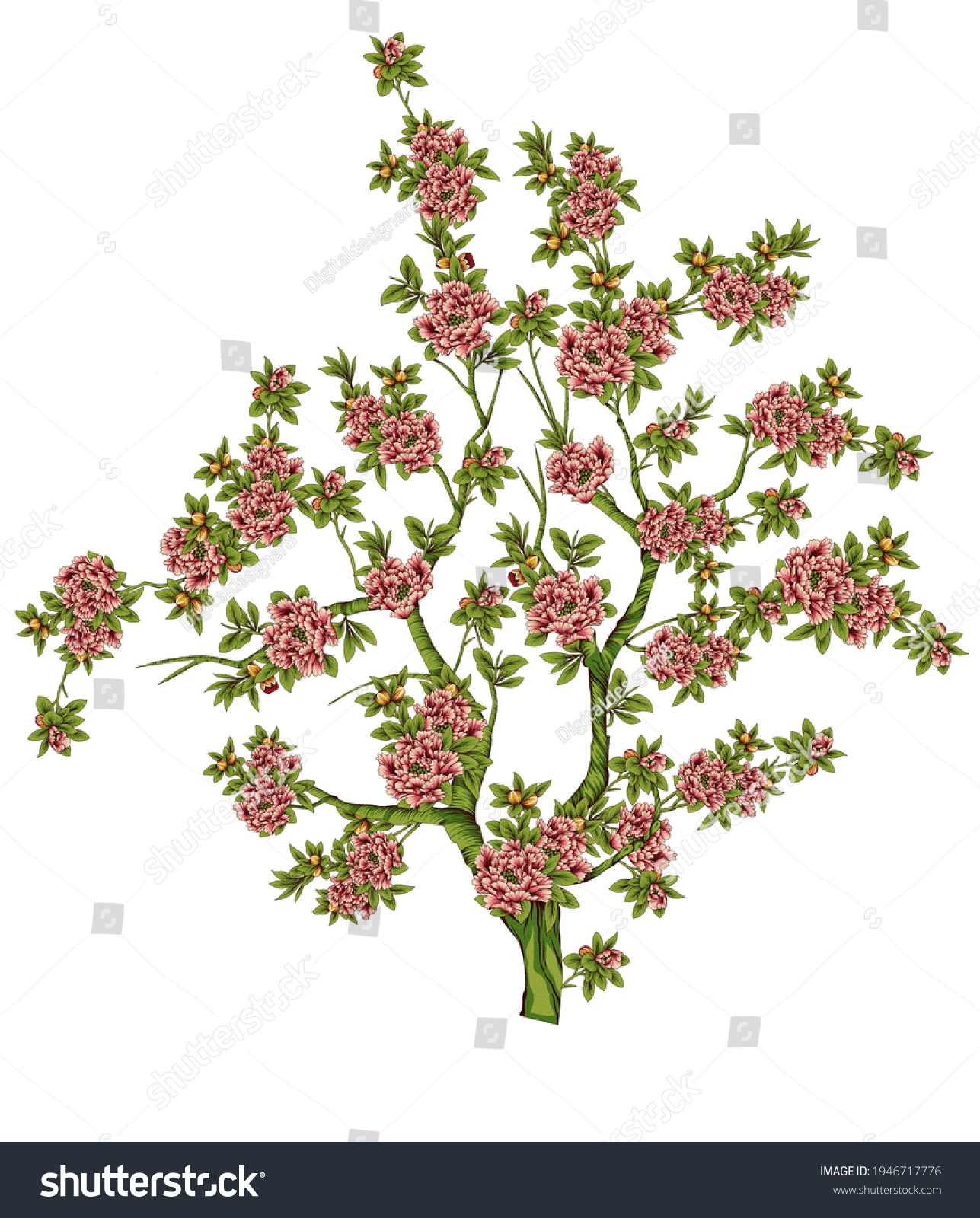 Antique Style Gold Flowers Leaves Decorative Stock Illustration ...