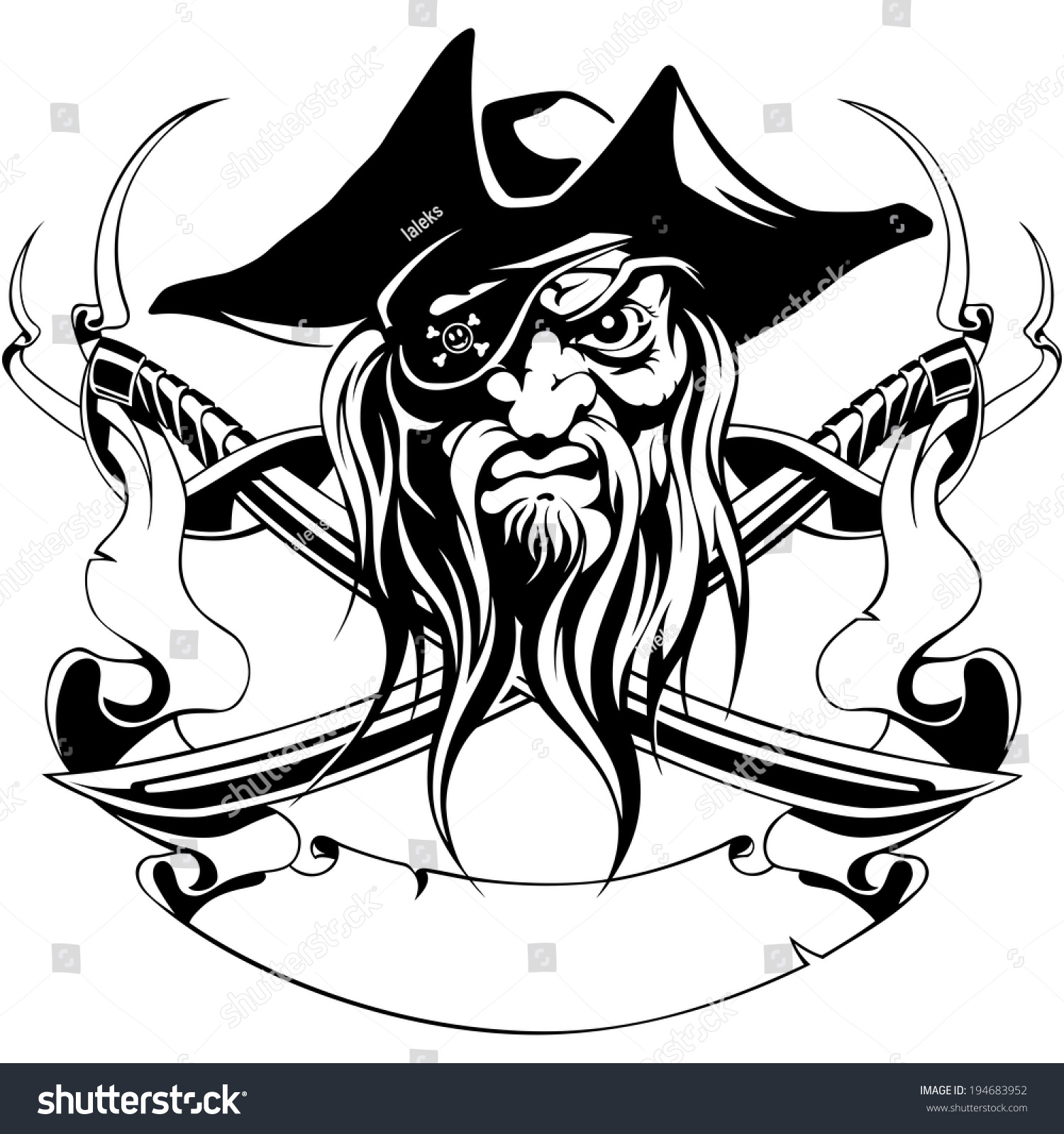 Pirate Hat Jolly Roger Swords Ribbon Stock Vector (Royalty Free ...