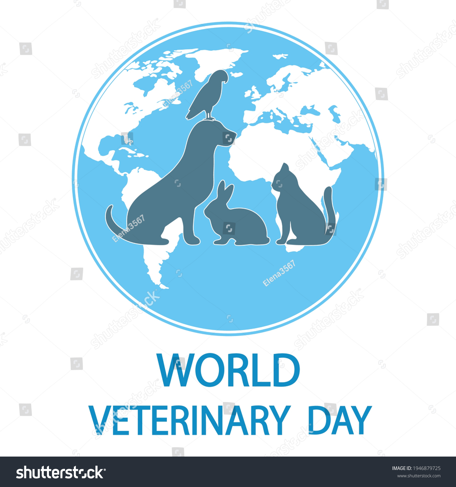 Illustration World Veterinary Day Silhouettes Pets Stock Vector