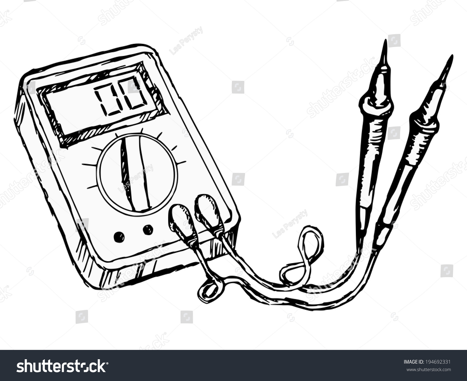 「Hand Drawn Cartoon Sketch Illustration Multimeter」のベクター画像素材（ロイヤリティフリー ...