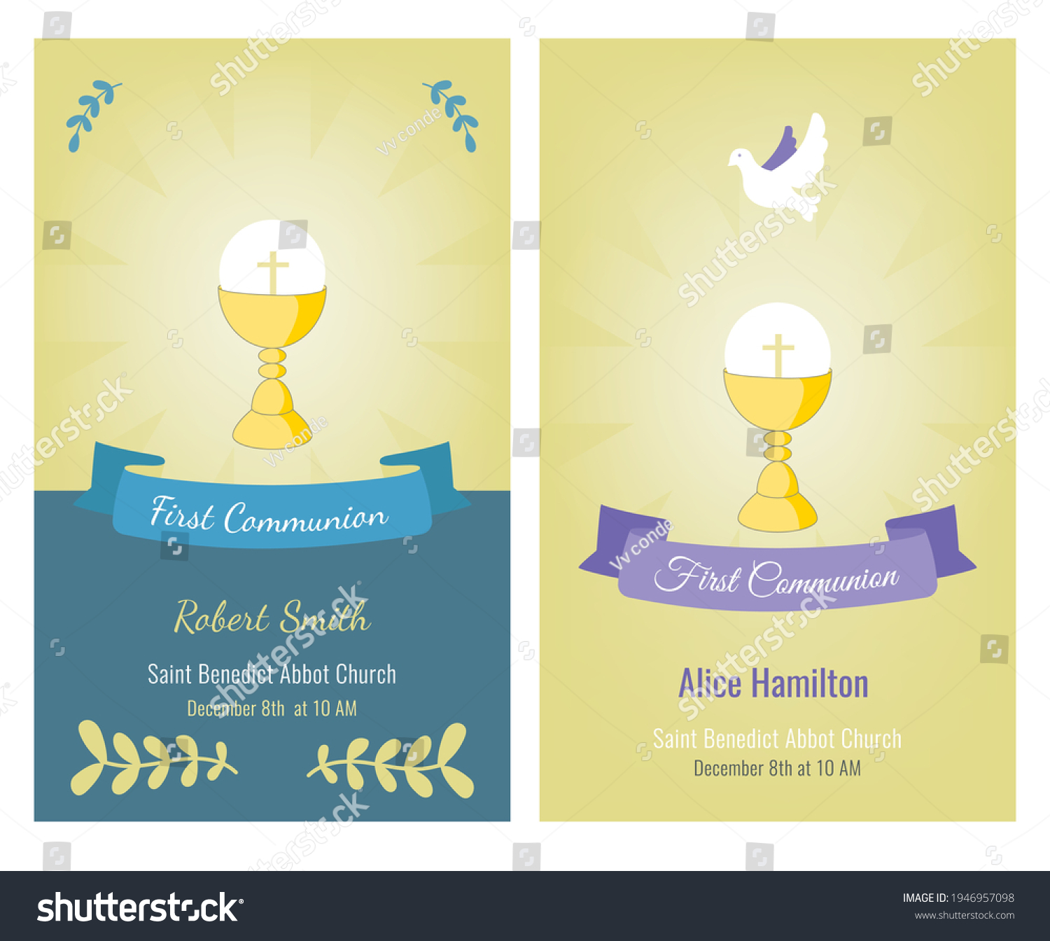 Communion Invitation Design Chalice Eucharist Holy Stock Vector ...