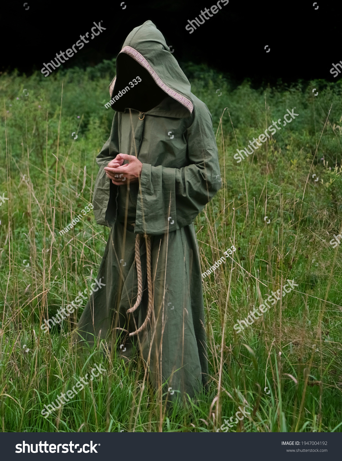 One Unrecognizable Witch Man Wearing Green Stock Photo 1947004192 ...