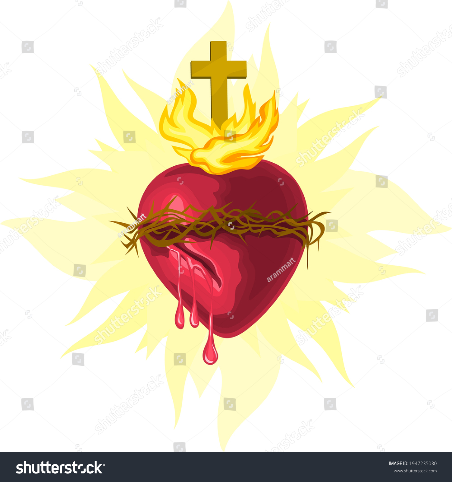 Sacred Heart Jesus Rays Stock Vector (Royalty Free) 1947235030 ...