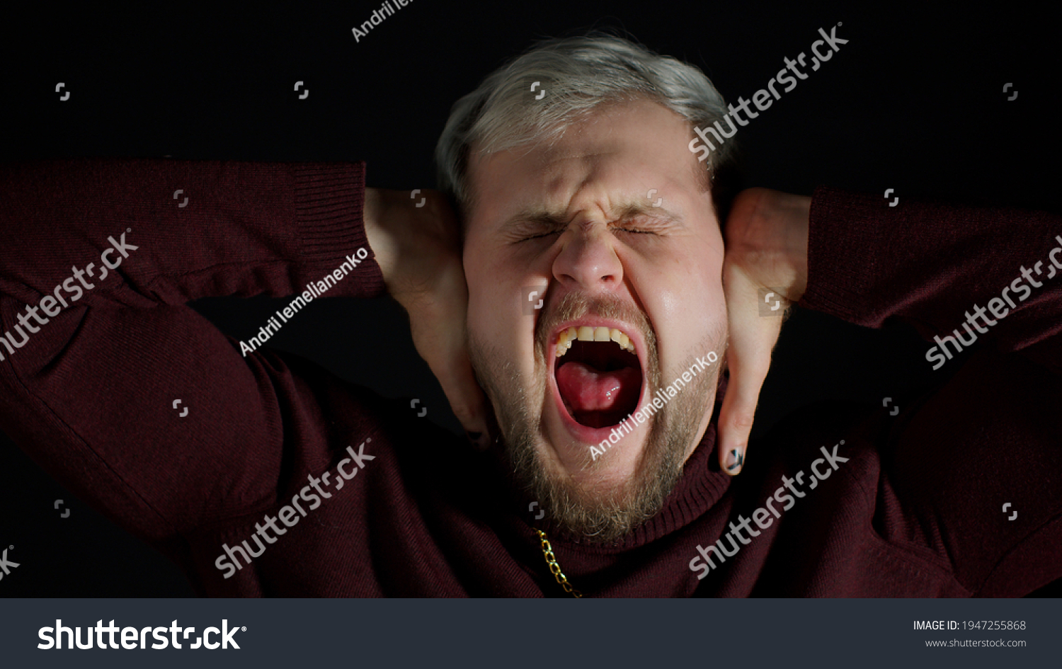 Frightened Stylish Young Man Scared Fearful Stock Photo 1947255868 ...