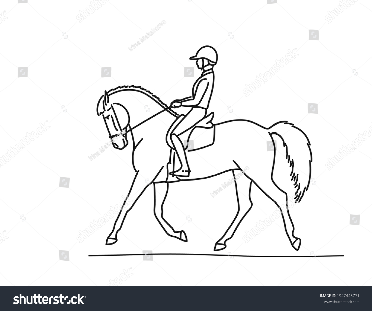 Girl Riding Dressage Horse Vector Illustration Stock Vector (Royalty ...