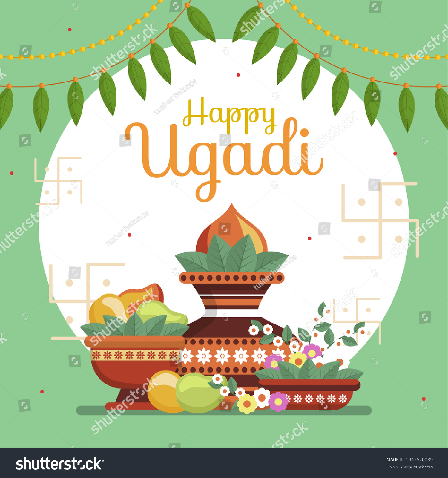 Happy Ugadi Hindu Festival Stock Illustration 1947620089 | Shutterstock