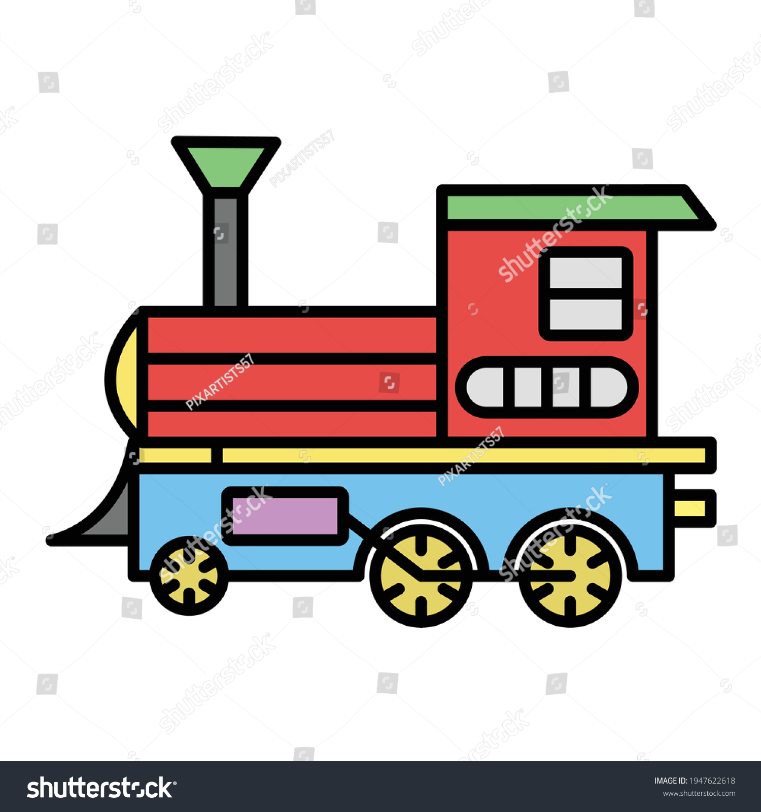 Vector Steam Locomotive Outline Icon Design Stock Vector (Royalty Free ...