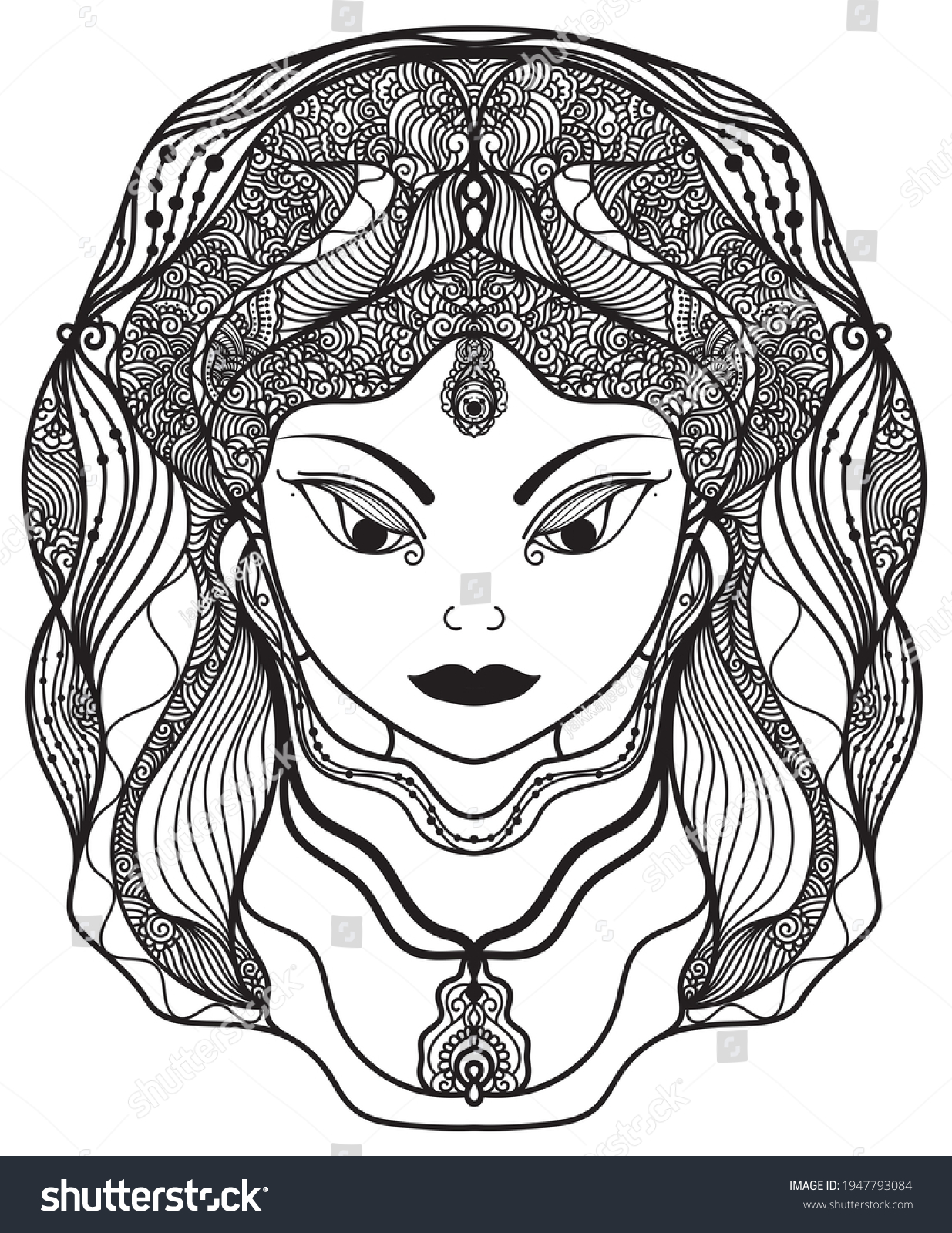 Illustrator Drawing Indian Goddess Kali Devi Stock Illustration ...