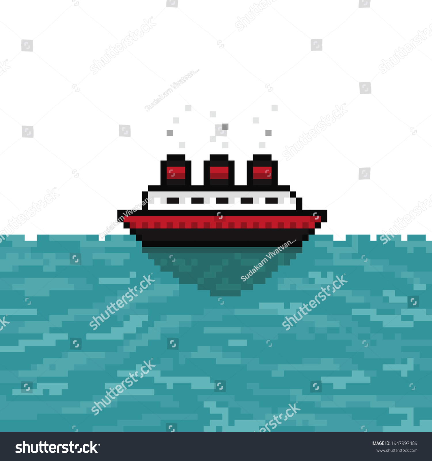 Vector Pixel Art Ship Isolated Cartoon Stock Vector (Royalty Free ...