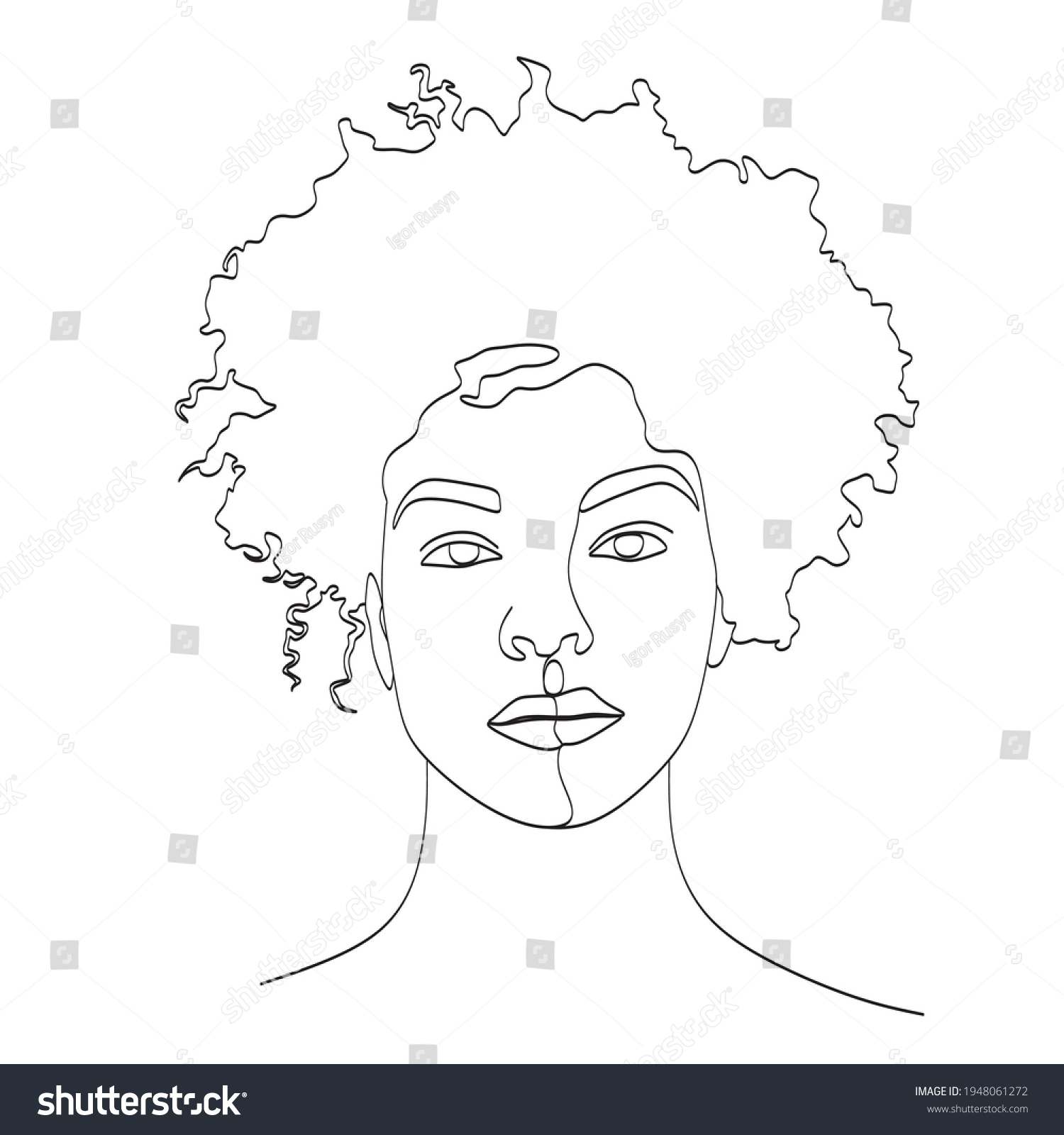 Line Art Woman Face Drawing Black Stock Vector (Royalty Free ...