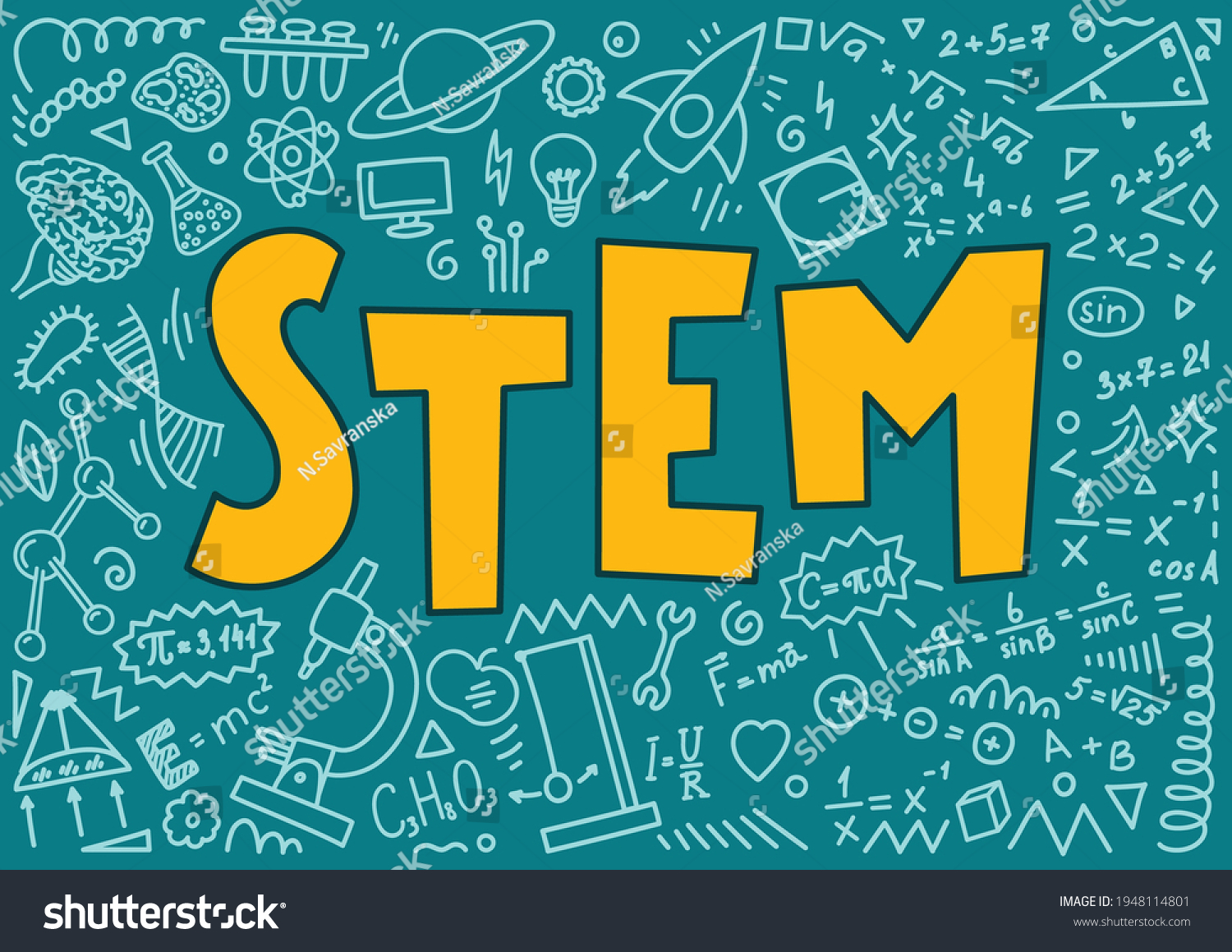 Stem Science Technology Engineering Mathematics Science Stock Vector ...