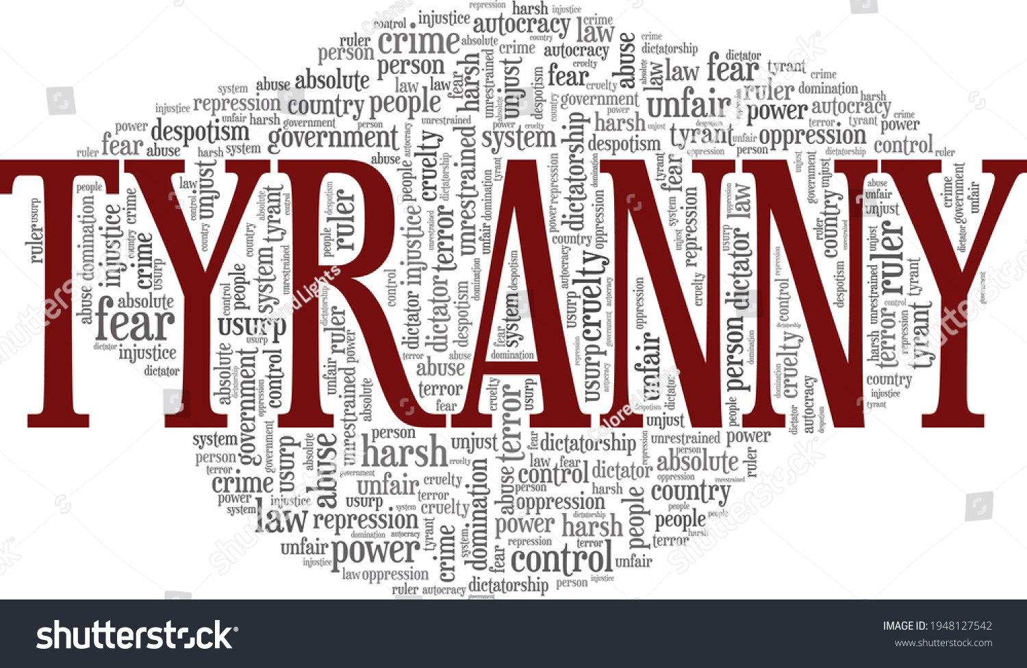 Tyranny Vector Illustration Word Cloud Isolated Stock Vector (Royalty ...