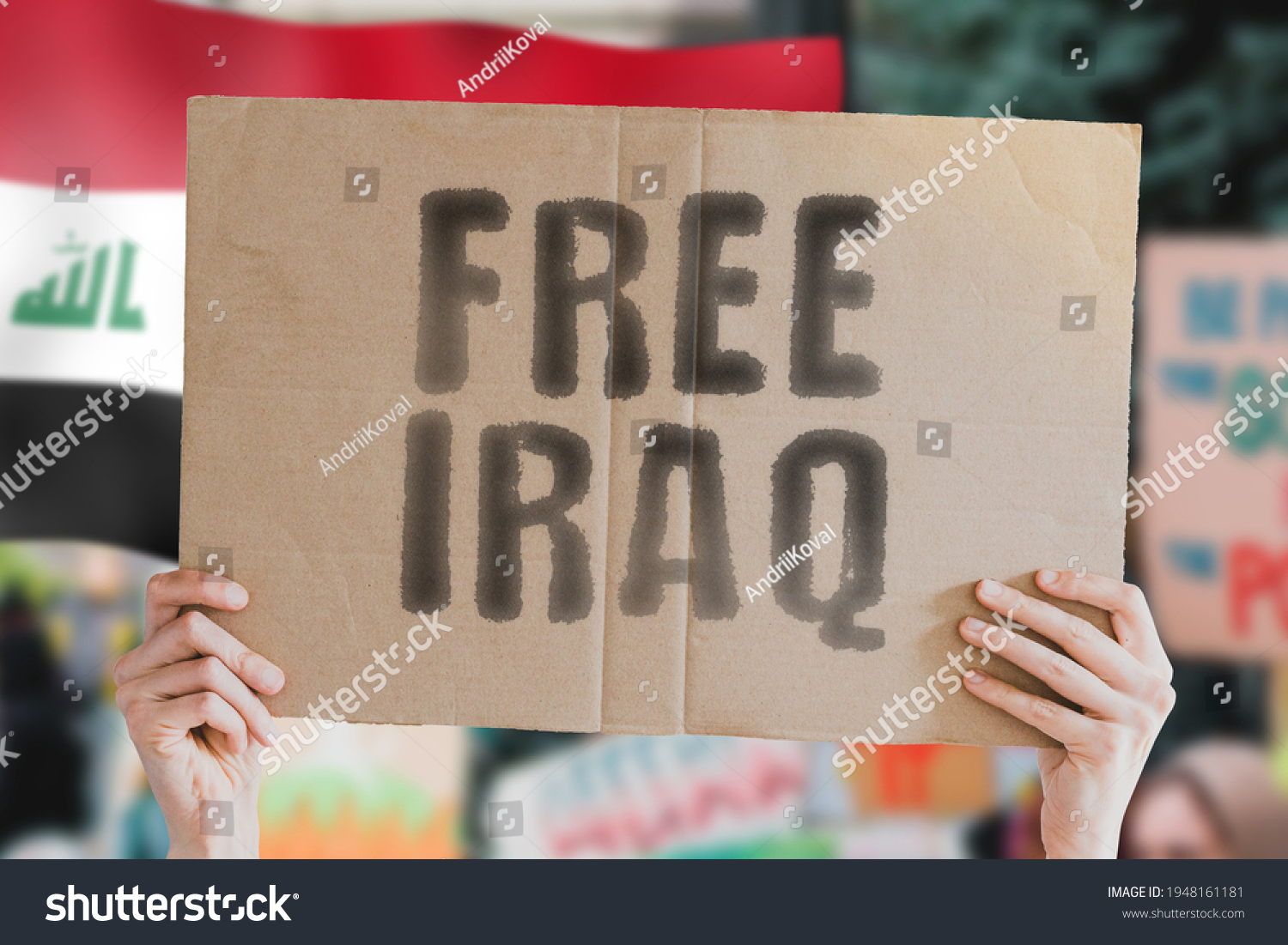 Phrase Free Iraq On Banner Mens Stock Photo 1948161181 | Shutterstock