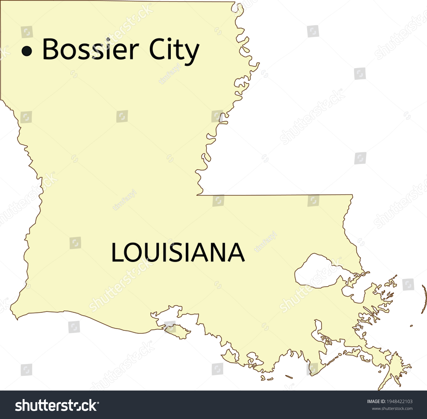 Bossier City Location On Louisiana State Stock Vector Royalty Free   Stock Vector Bossier City Location On Louisiana State Map 1948422103 