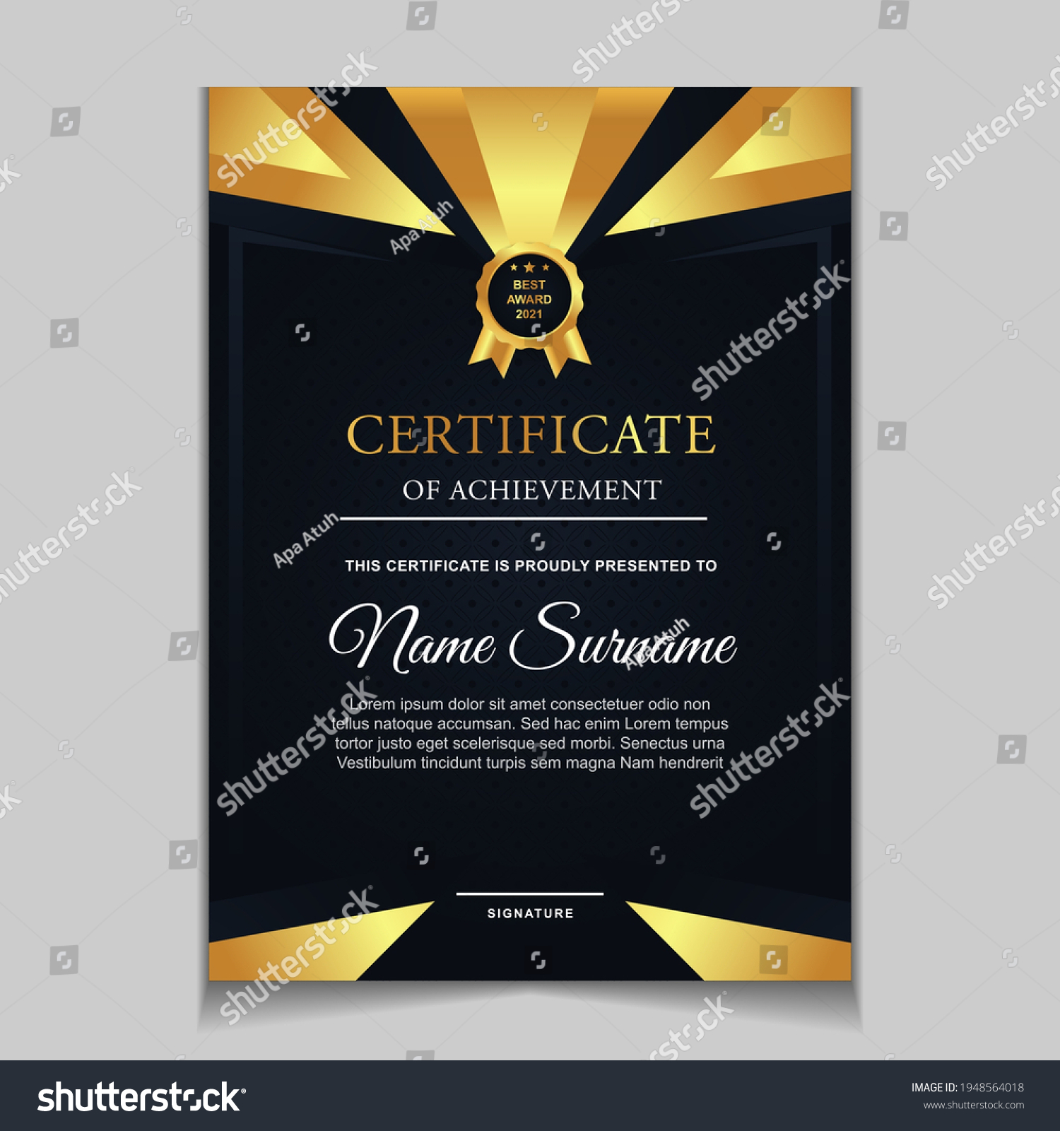 Certificate Achievement Border Design Templates Elements Stock Vector Royalty Free