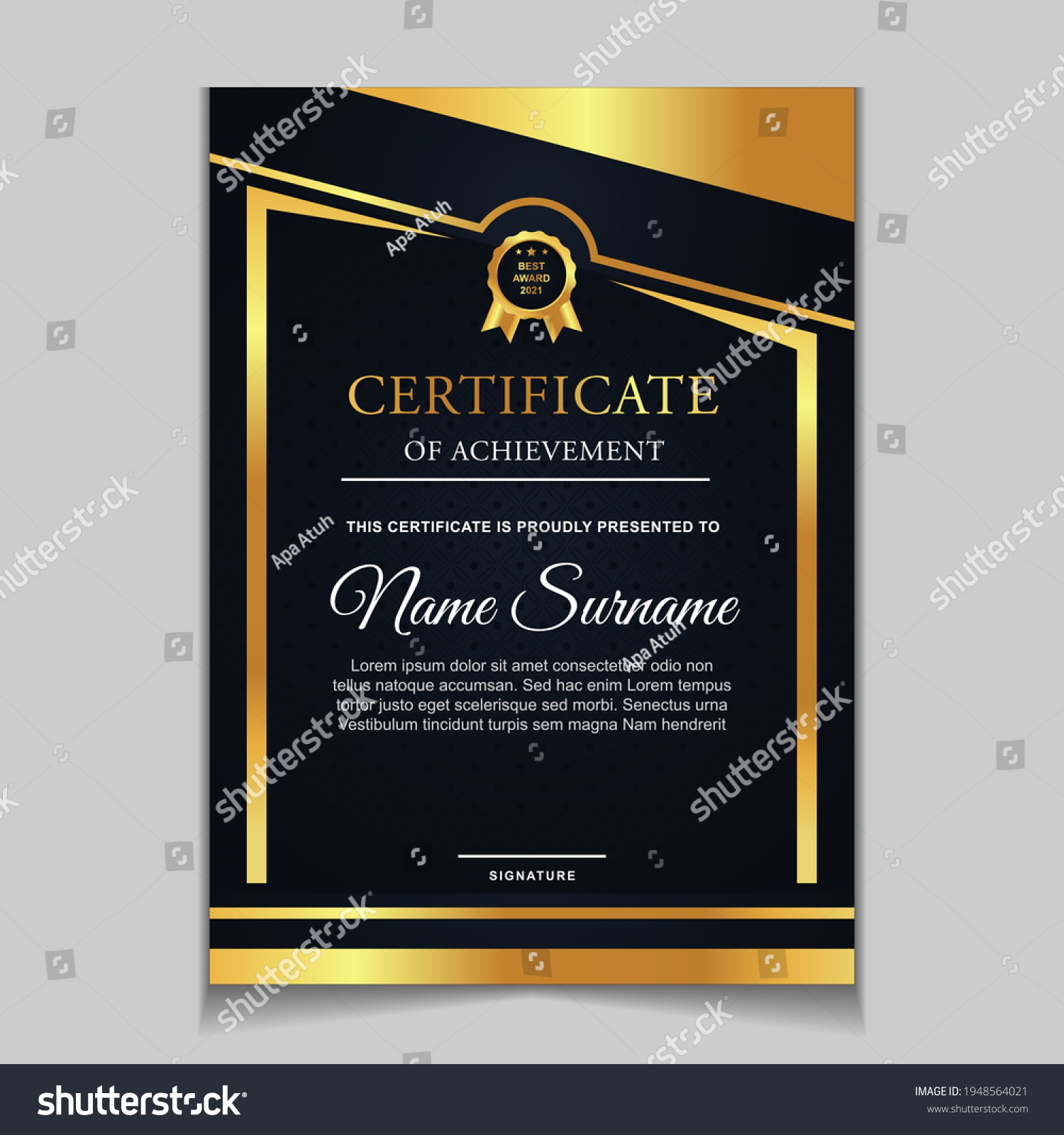 Certificate Achievement Border Design Templates Elements Stock Vector ...