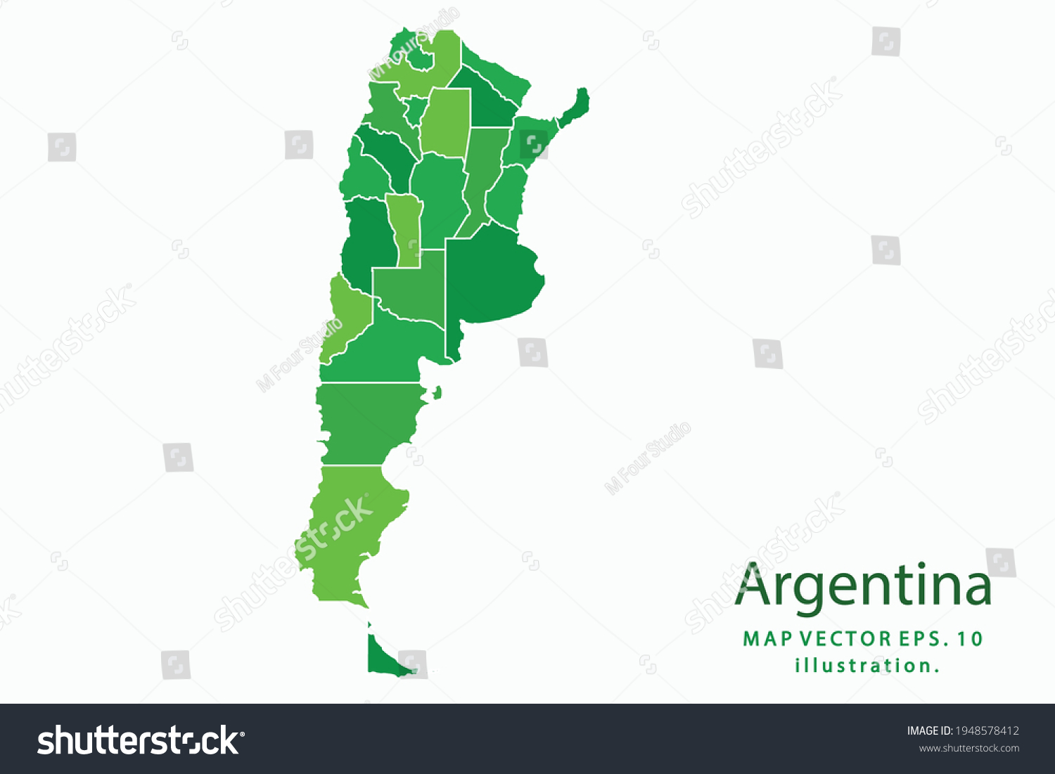 Argentina Map Vector Eps10 Green Color Stock Vector (Royalty Free ...