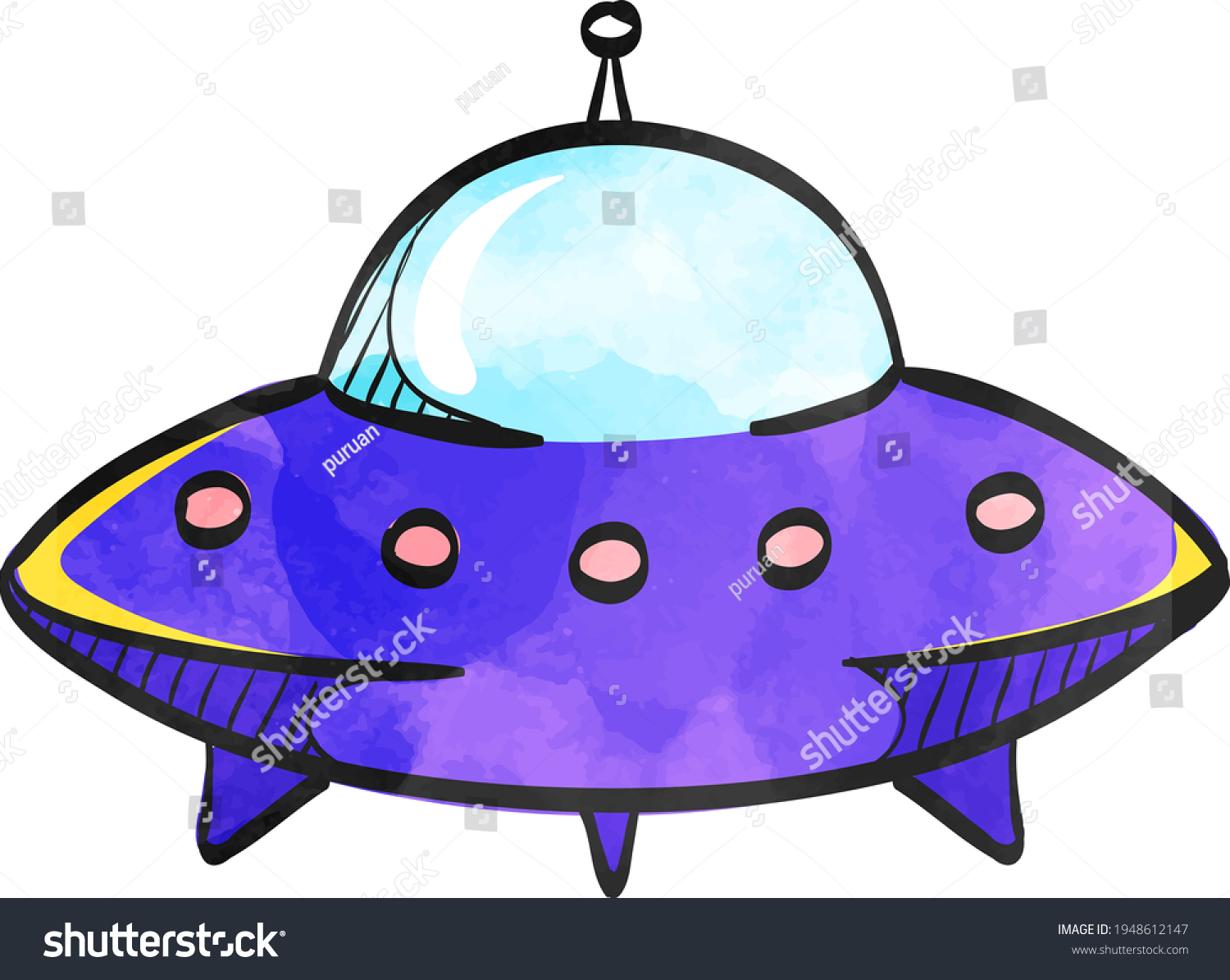 Flying Saucer Icon Color Drawing Alien Stock Vector (Royalty Free ...