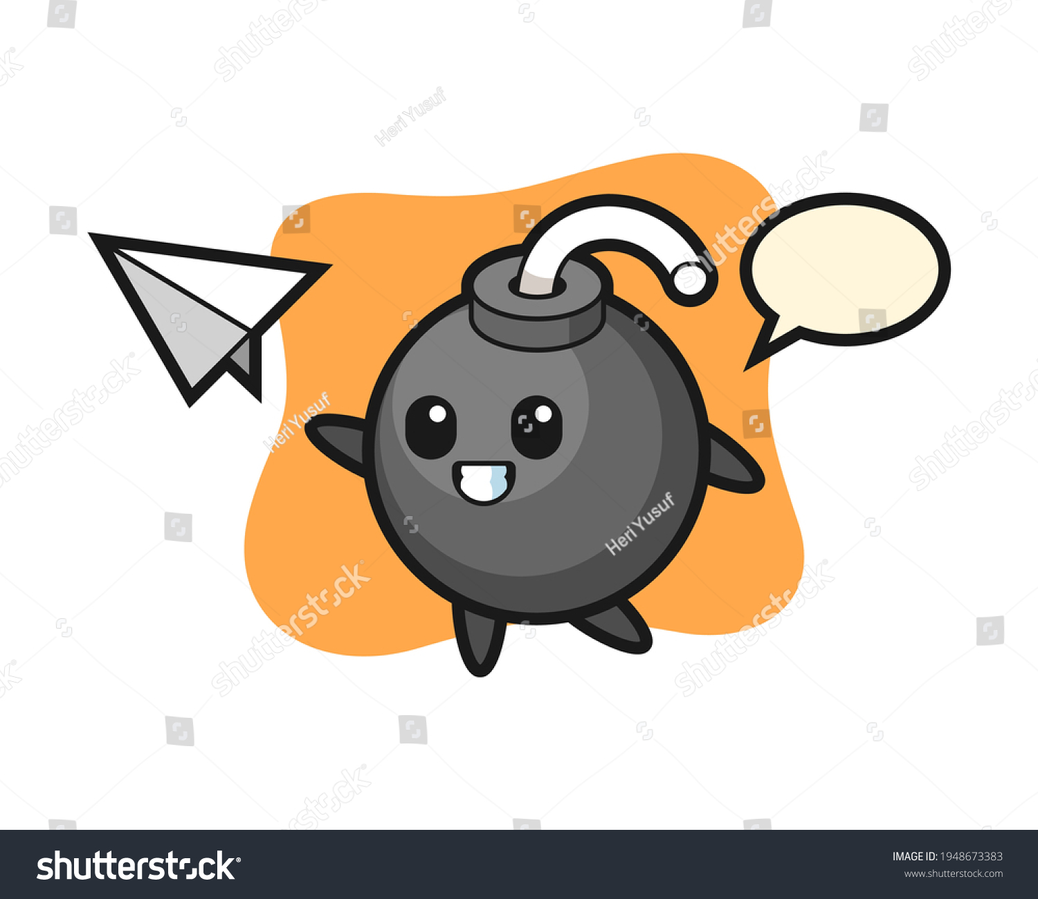 Bomb Cartoon Character Throwing Paper Airplane Stock Vector (Royalty ...