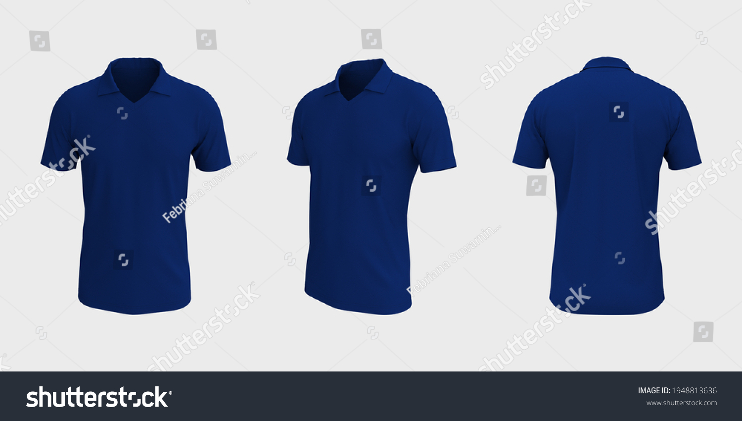 Blank Collared Shirt Mockup Front Side Stock Illustration 1948813636 ...