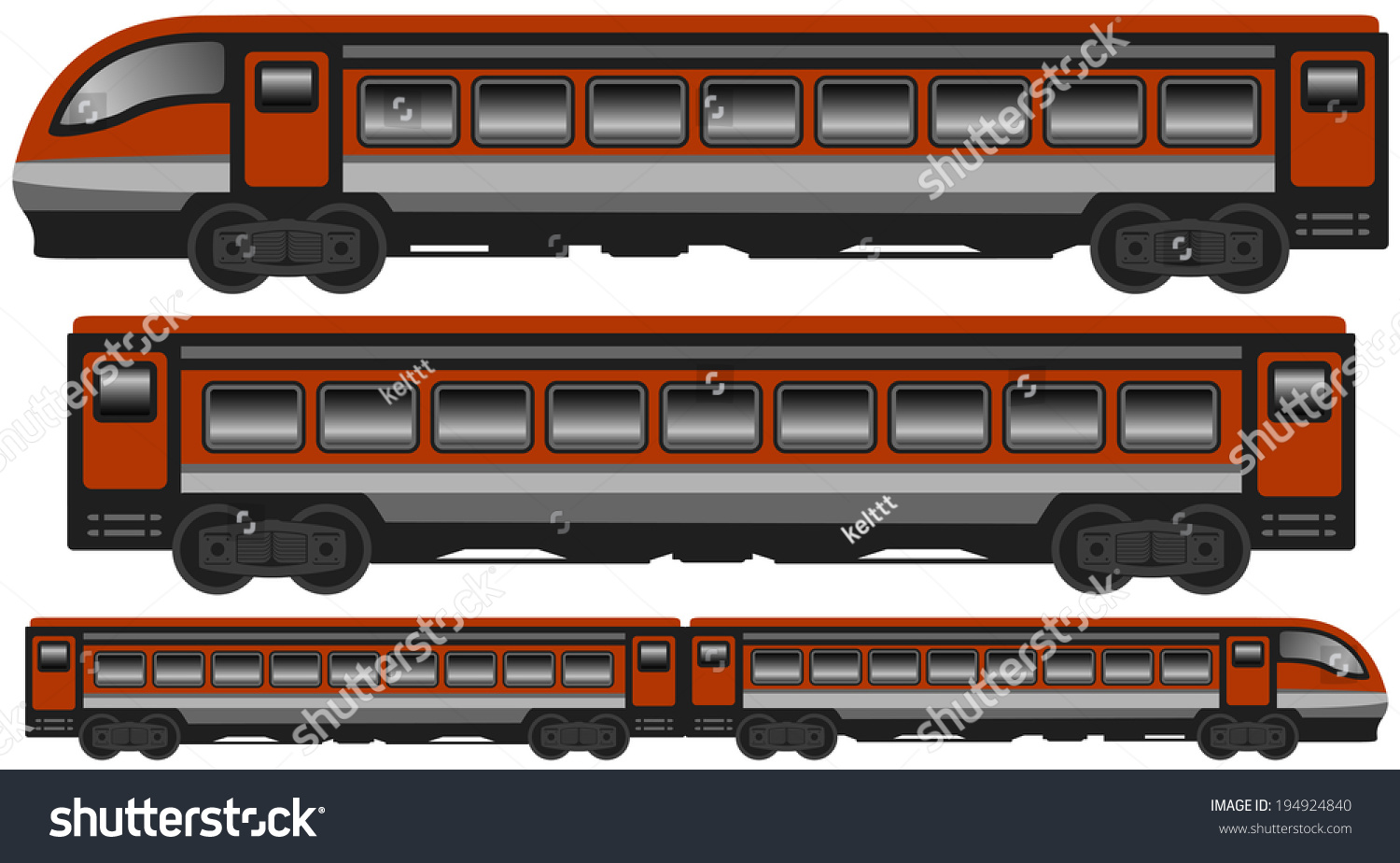 Set Isolated Modern Train Car Carriage Stock Vector (Royalty Free ...