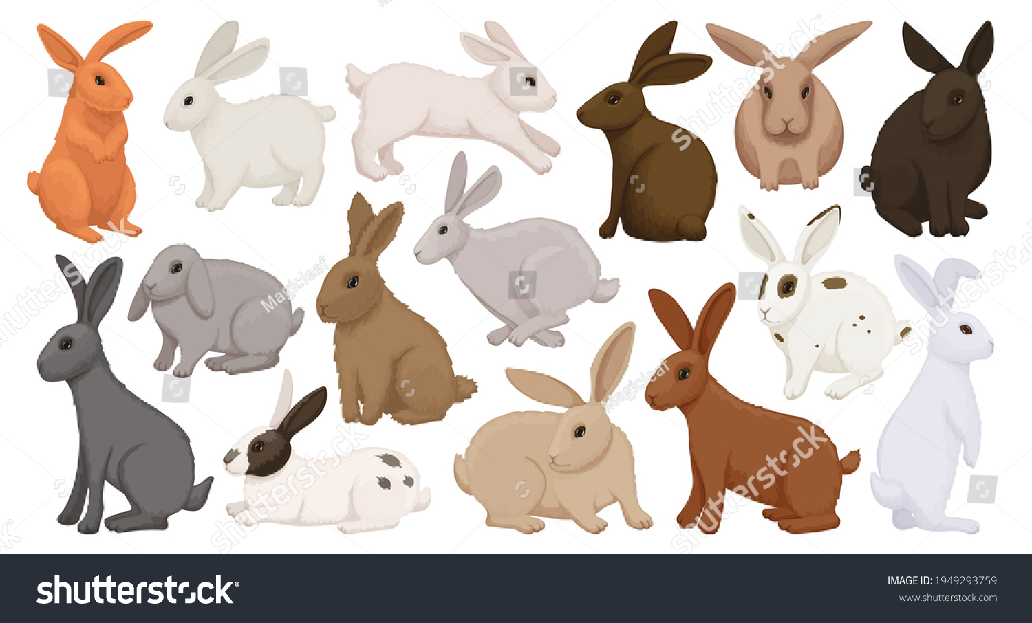 Rabbit Vector Cartoon Icon Set Collection Stock Vector (Royalty Free ...