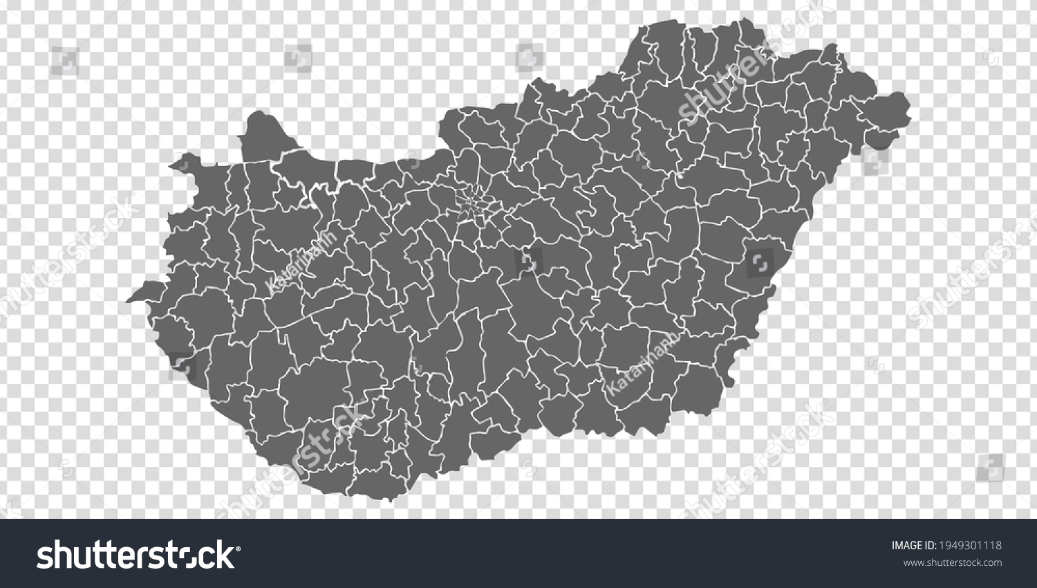 Blank Map Hungary High Quality Map Stock Vector Royalty Free   Stock Vector Blank Map Of Hungary High Quality Map Of Hungary With Provinces On Transparent Background For 1949301118 