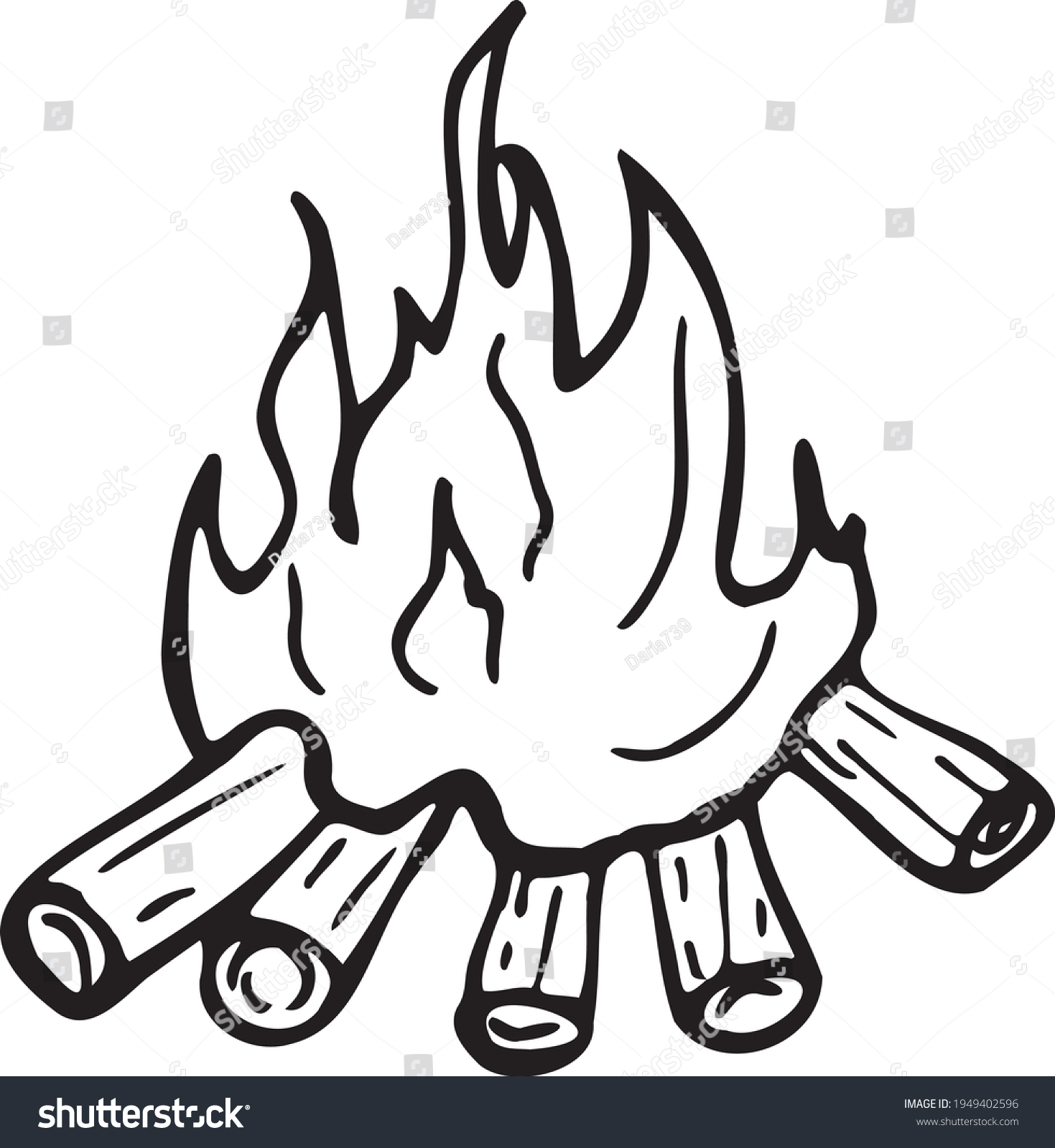 Bonfire Drawn Vector Doodle Illustration Camping Stock Vector (Royalty ...